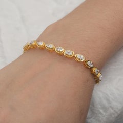 Bracciale di alta gioielleria firmato, in oro giallo massiccio 14k con diamanti bianchi G/Si autentici