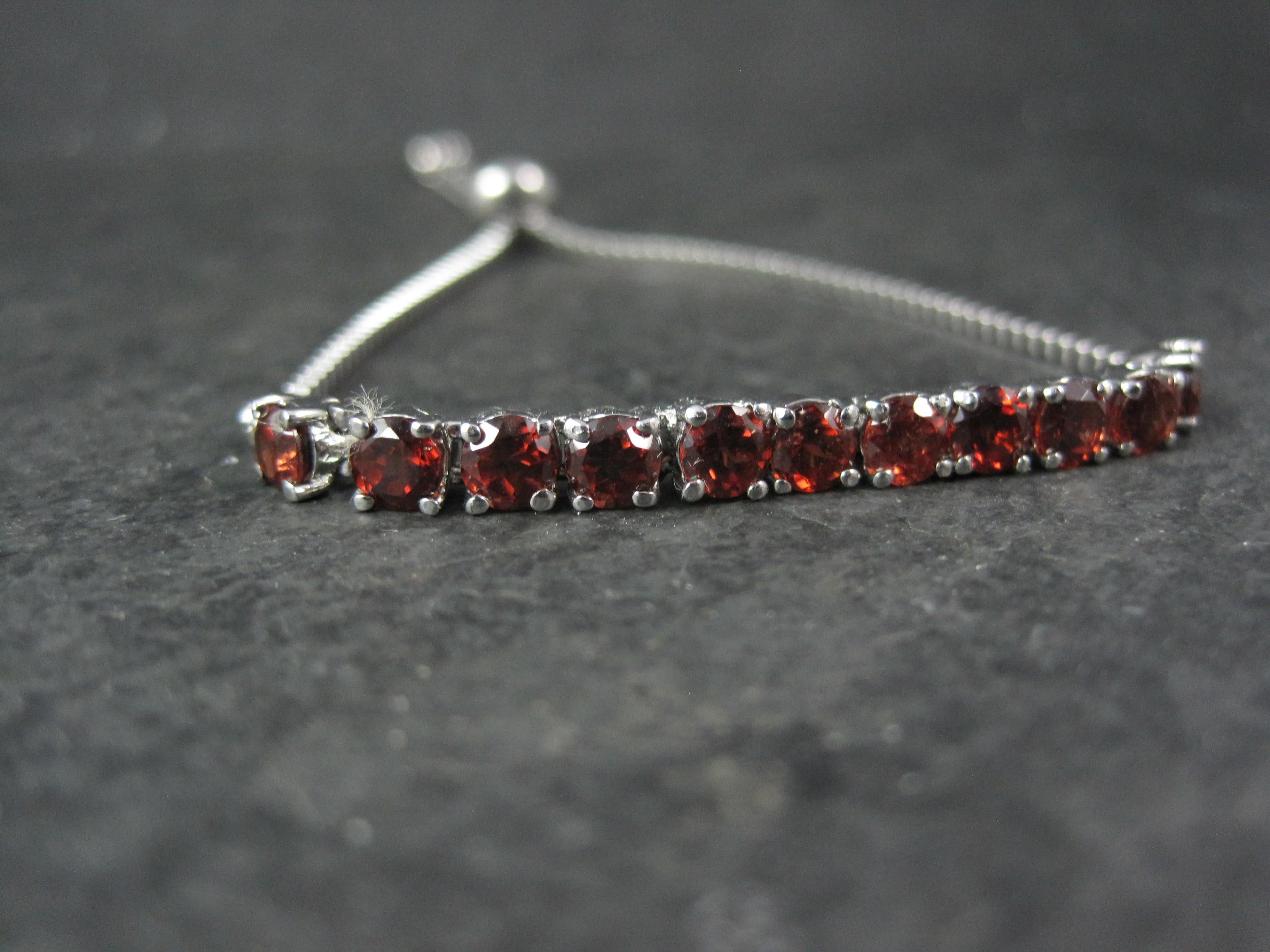 Modern Genuine Garnet Bolo Bracelet Stainless Steel For Sale