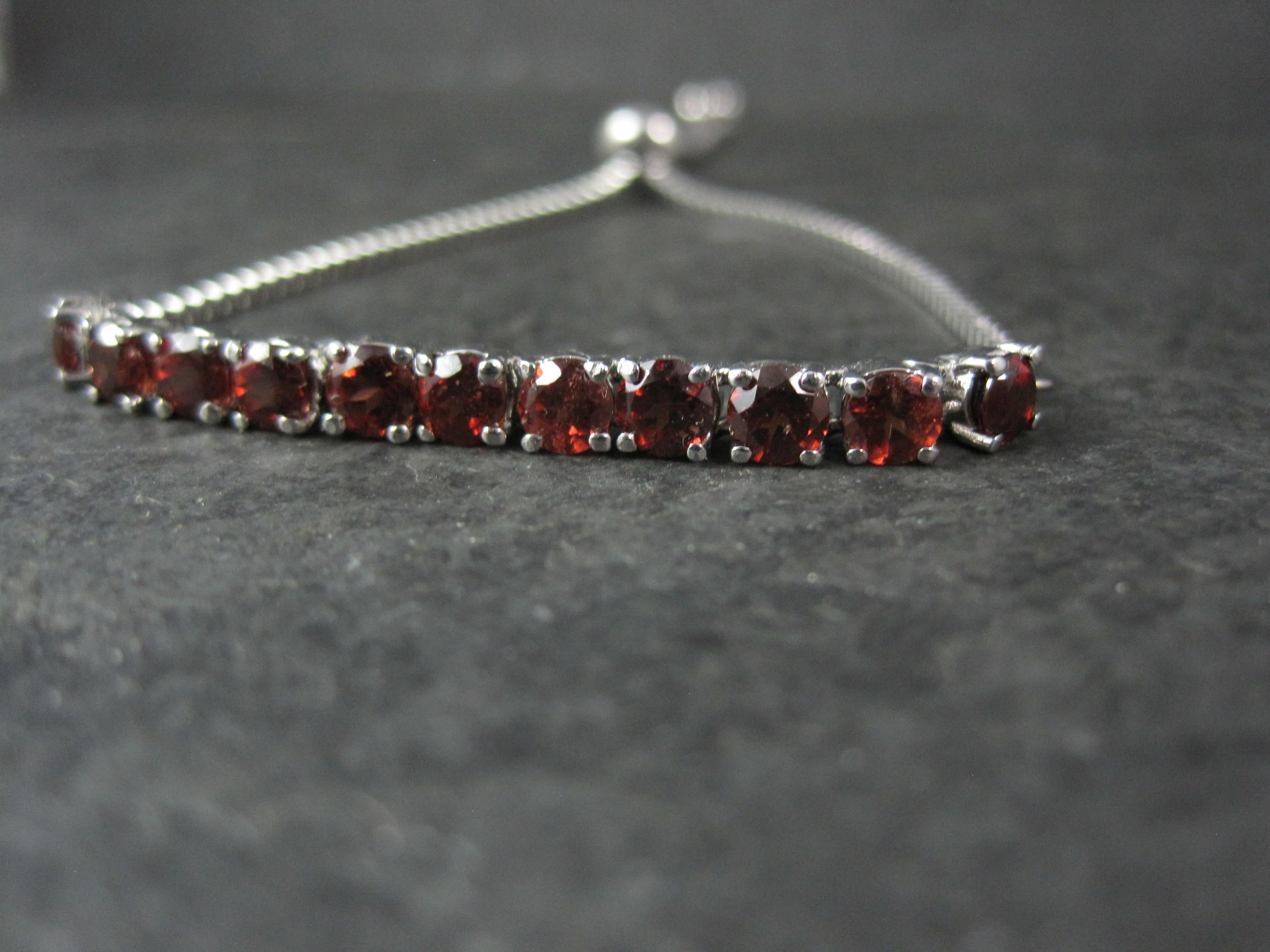 Round Cut Genuine Garnet Bolo Bracelet Stainless Steel For Sale