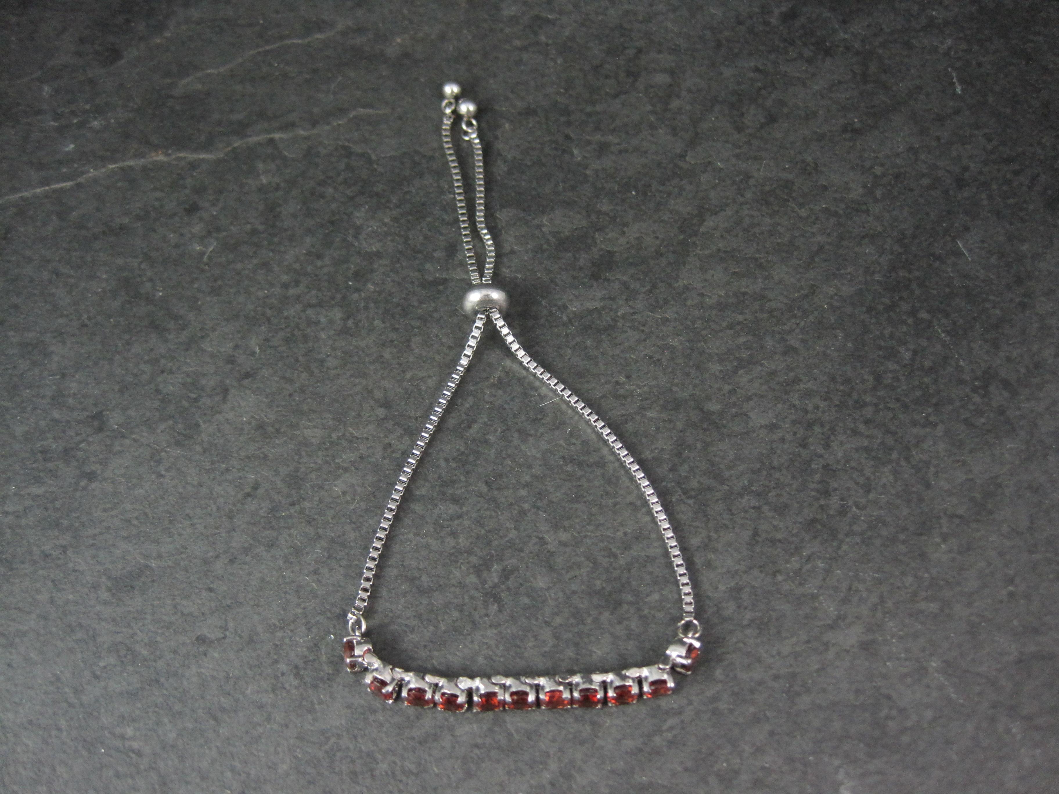 Genuine Garnet Bolo Bracelet Stainless Steel In New Condition For Sale In Webster, SD