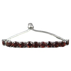 Genuine Garnet Bolo Bracelet Stainless Steel