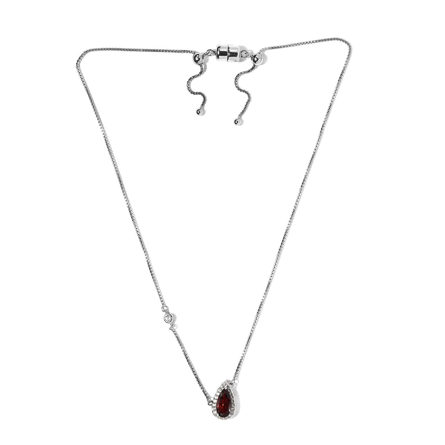 Art Deco 2.70 Ct Garnet Statement Necklace 925 Sterling Silver Bridal Necklace Gift    For Sale