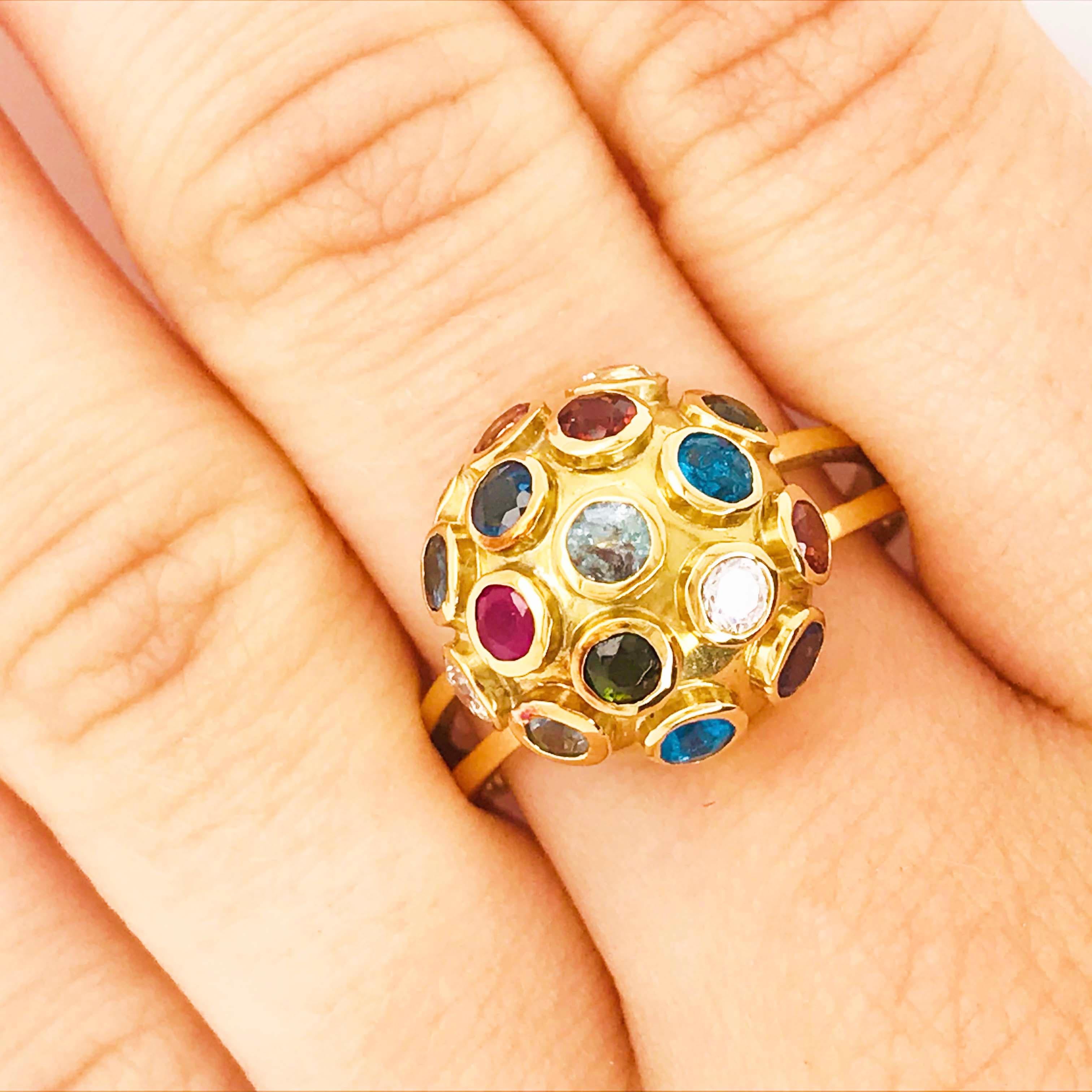 dome rings with gemstones