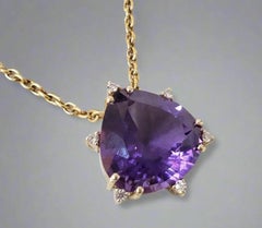 Genuine Giant African Amethyst Diamonds Pendant