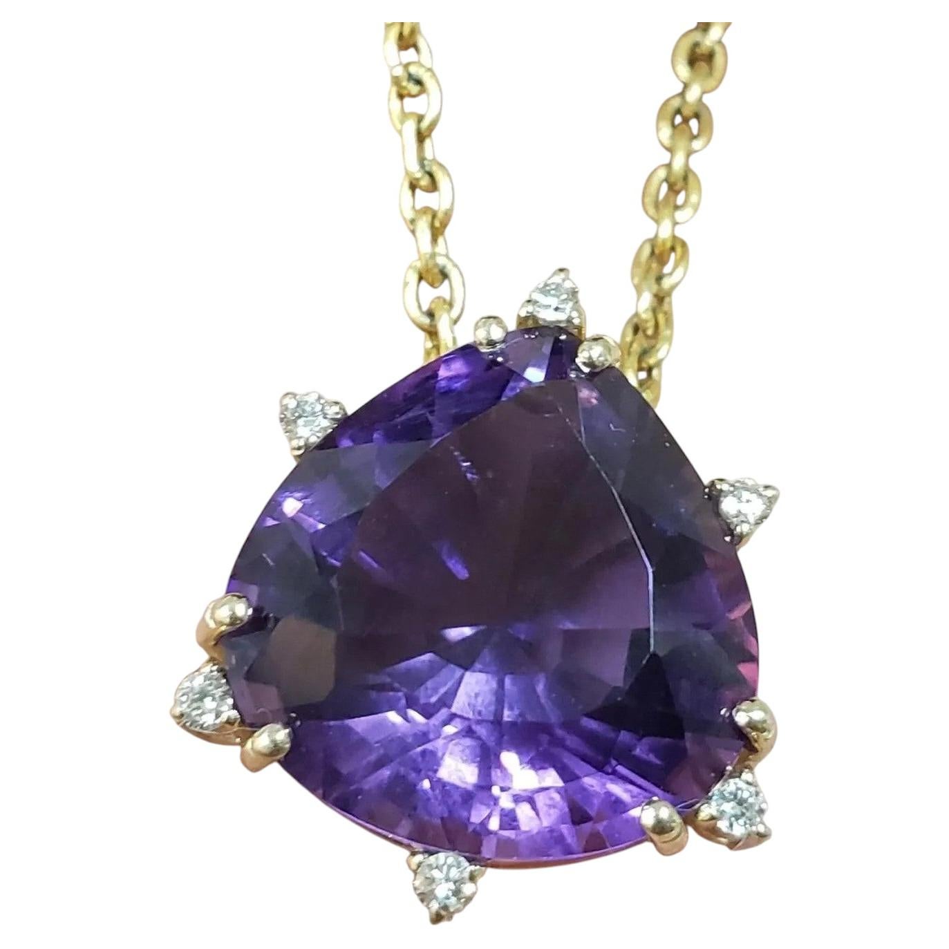 Genuine Giant African Amethyst Diamonds Pendant