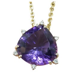 Genuine Giant African Amethyst Diamonds Pendant