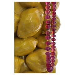 Genuine Giant Madagascar Ruby Beaded Necklace in 14K Yellow Gold