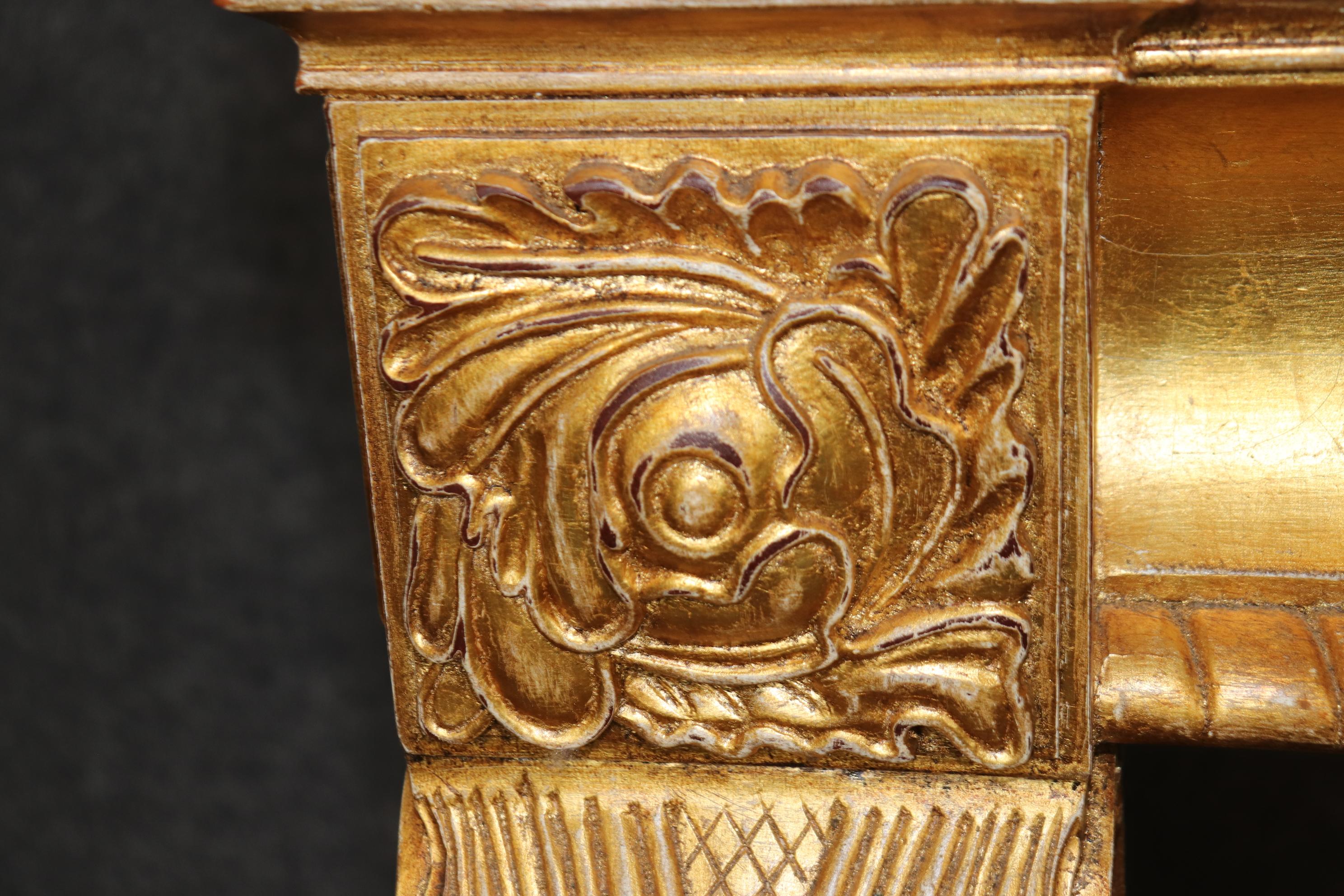Genuine Gold Leaf Gilded Henredon Portoro Marble Carved Grand Console Buffet 4