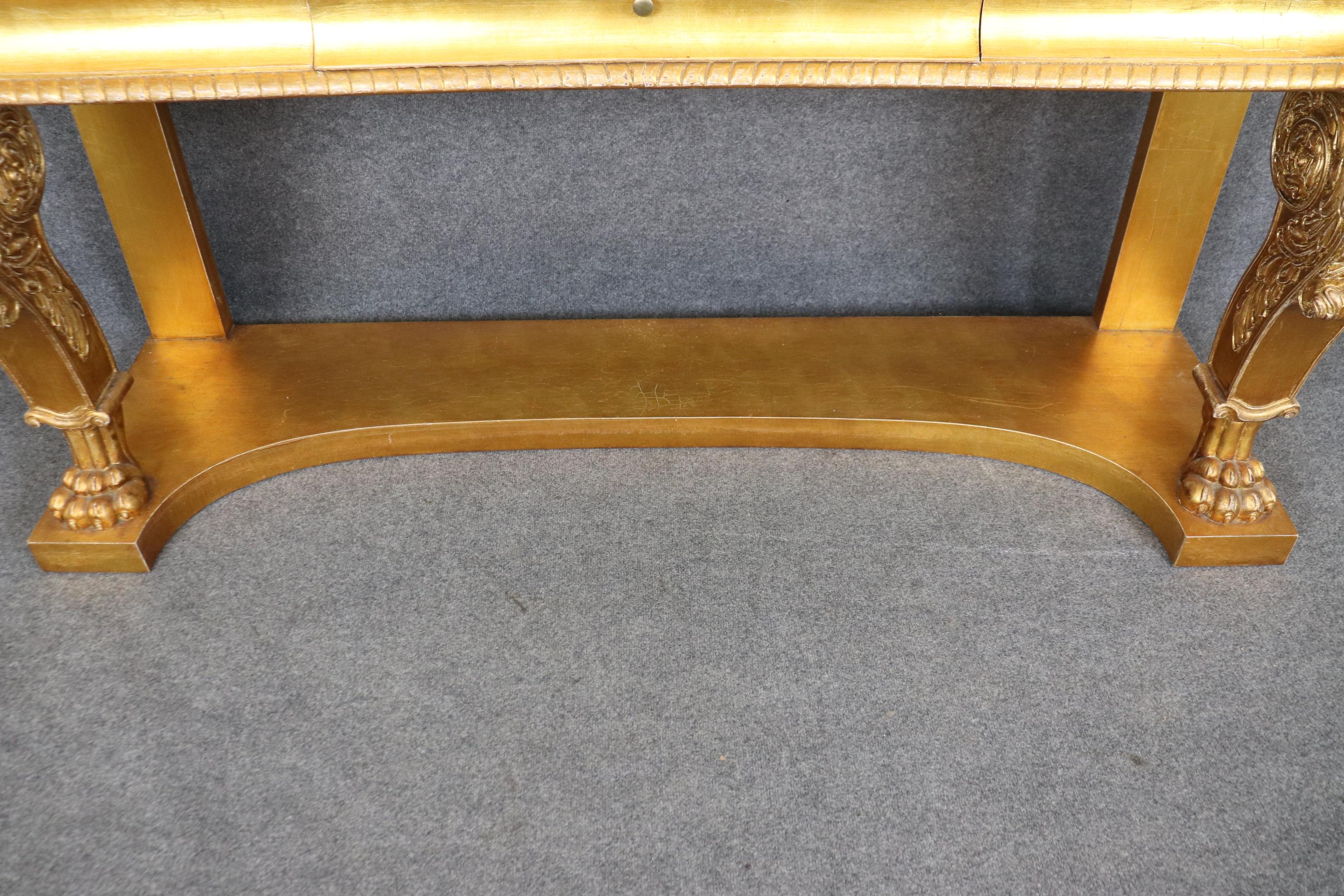 Genuine Gold Leaf Gilded Henredon Portoro Marble Carved Grand Console Buffet 2