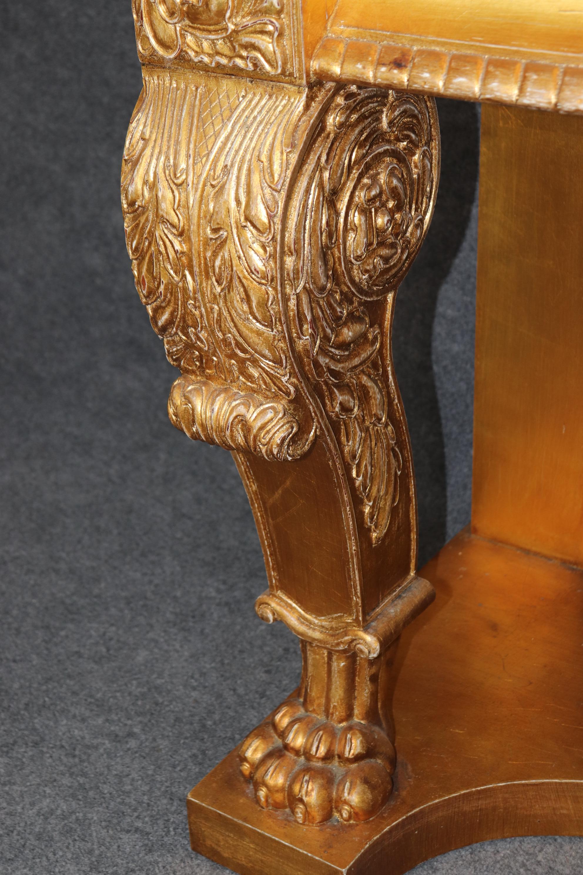 Genuine Gold Leaf Gilded Henredon Portoro Marble Carved Grand Console Buffet 3