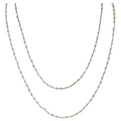 Collier de perles de diamants gris authentiques entourées de fil métallique, blanc 18 carats