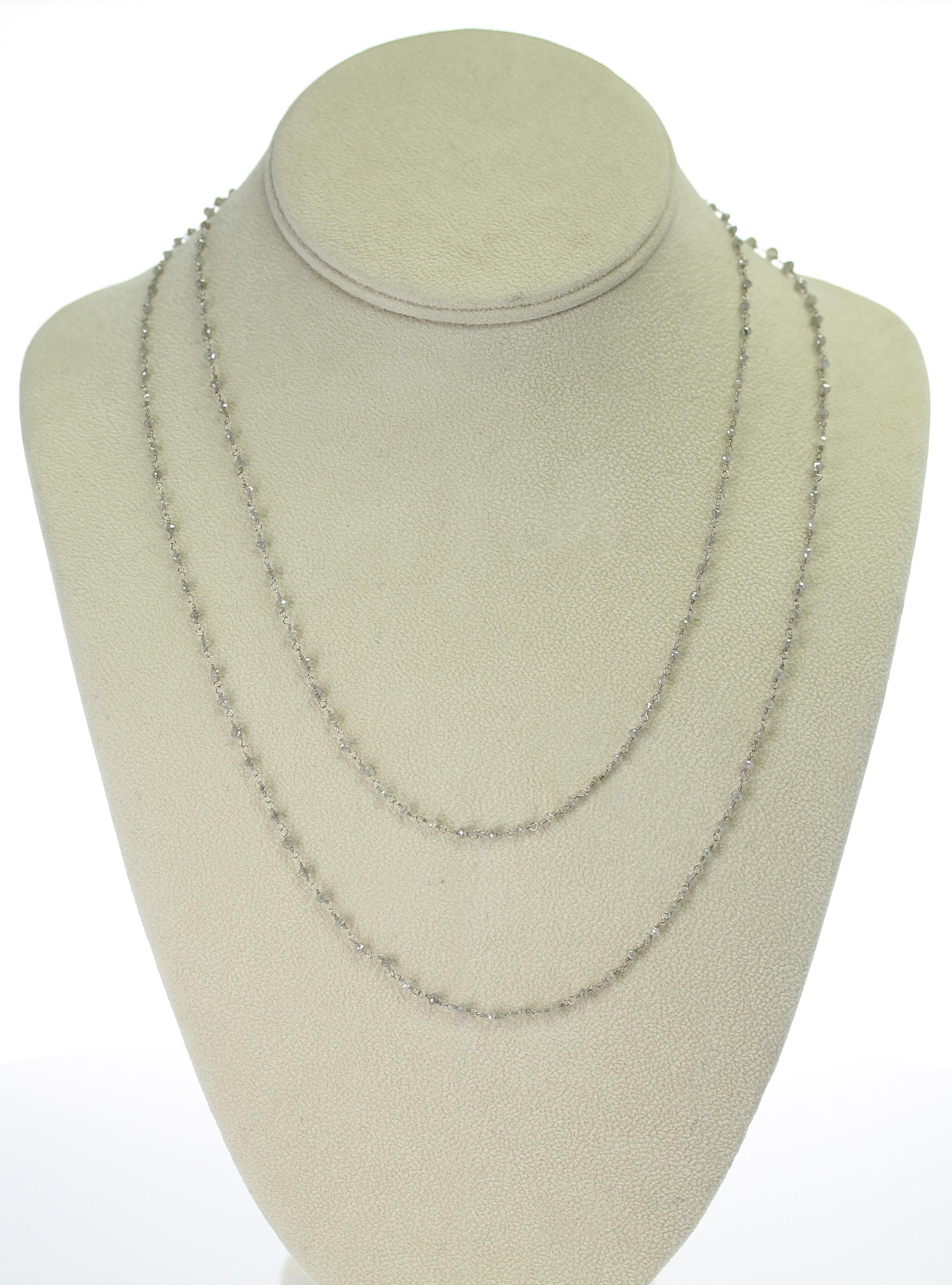 A Genuine Gray Diamond Beads Wire-Wrapped Necklace 40