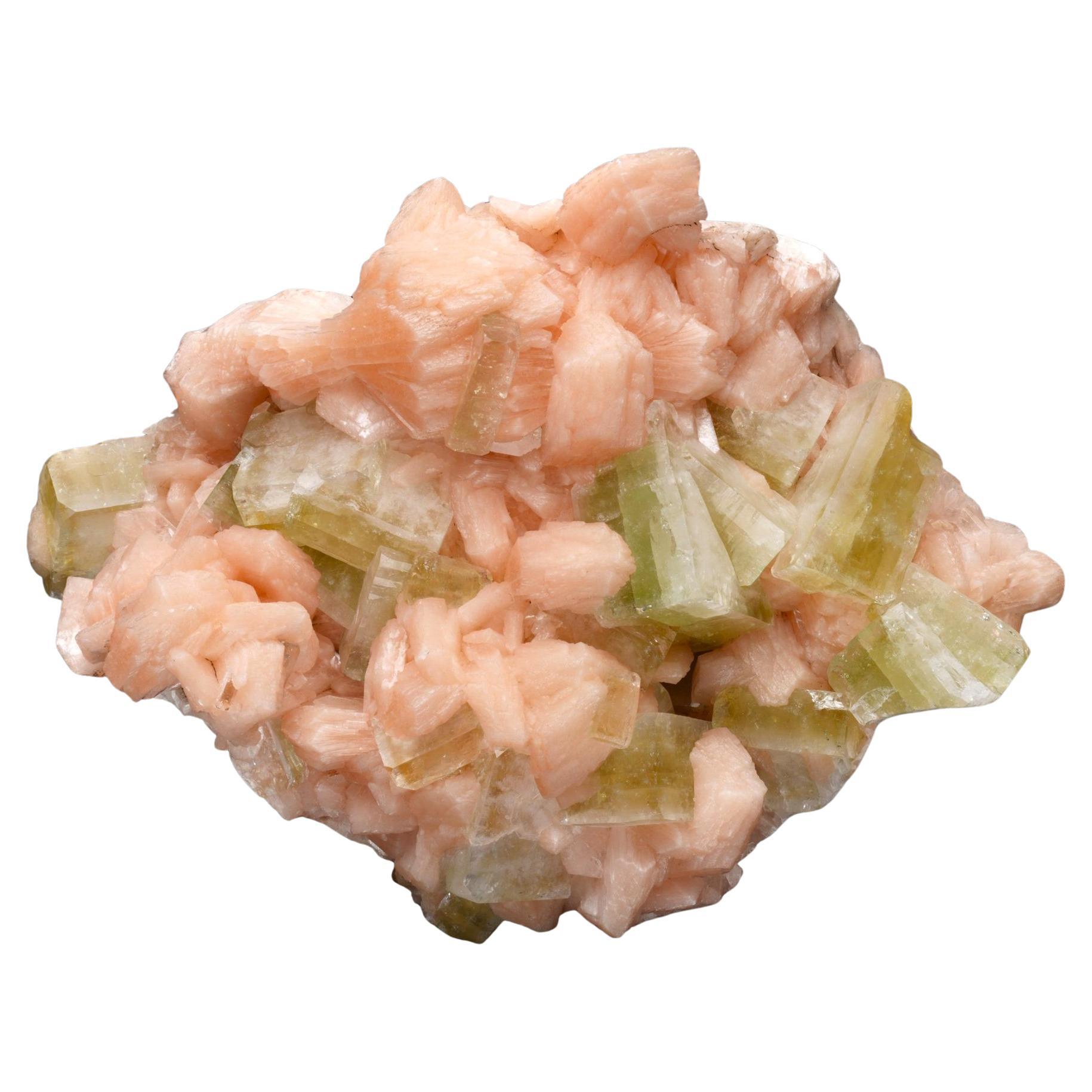 Véritable Apophyllite verte sur Stilbite de l'Inde - Cristal naturel