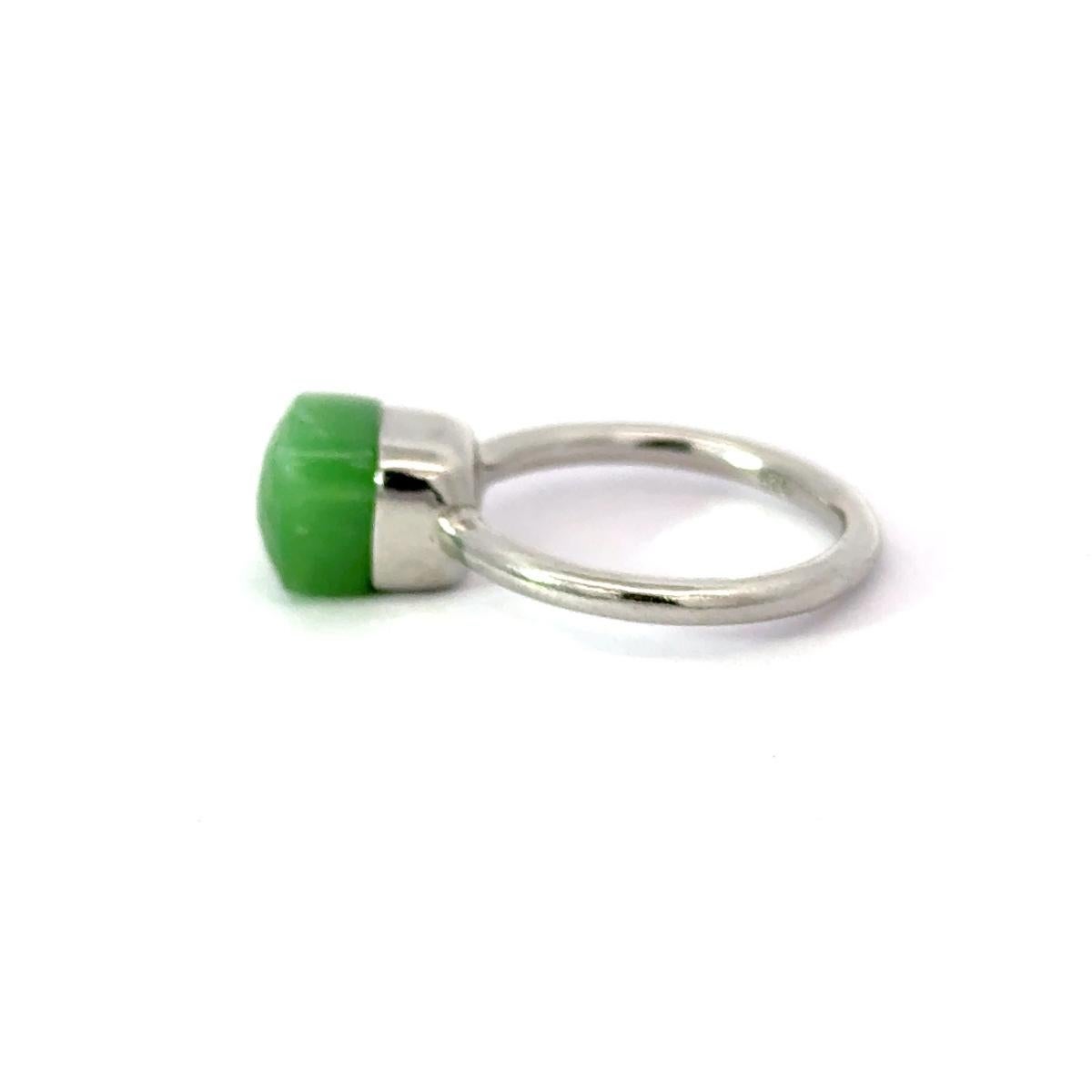 For Sale:  Genuine Green Chrysoprase Solitaire Unisex Ring in 925 Silver Custom Jewelry 3