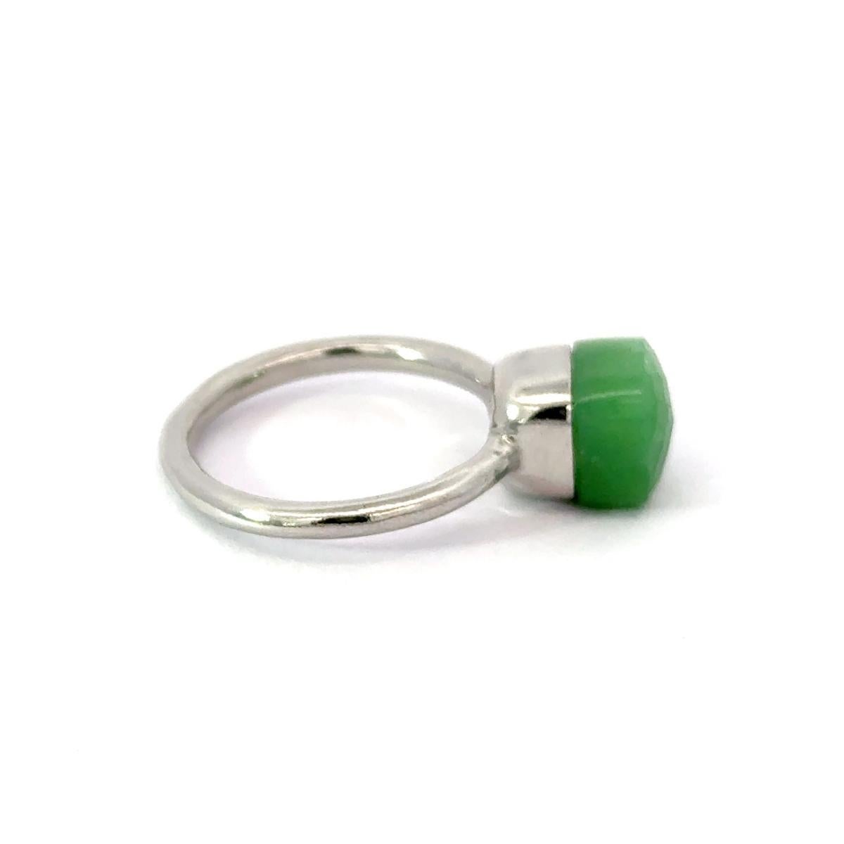 For Sale:  Genuine Green Chrysoprase Solitaire Unisex Ring in 925 Silver Custom Jewelry 5