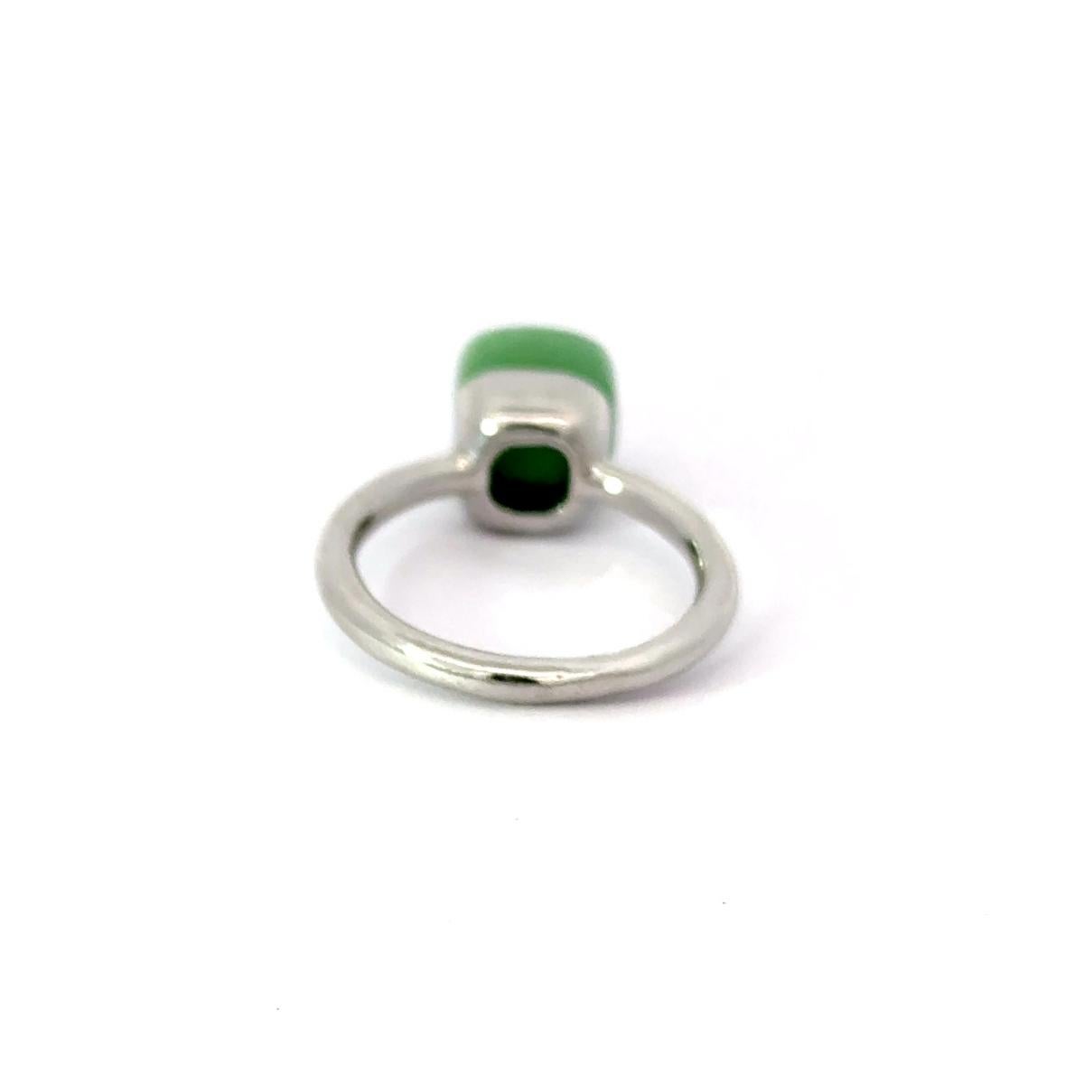 For Sale:  Genuine Green Chrysoprase Solitaire Unisex Ring in 925 Silver Custom Jewelry 8