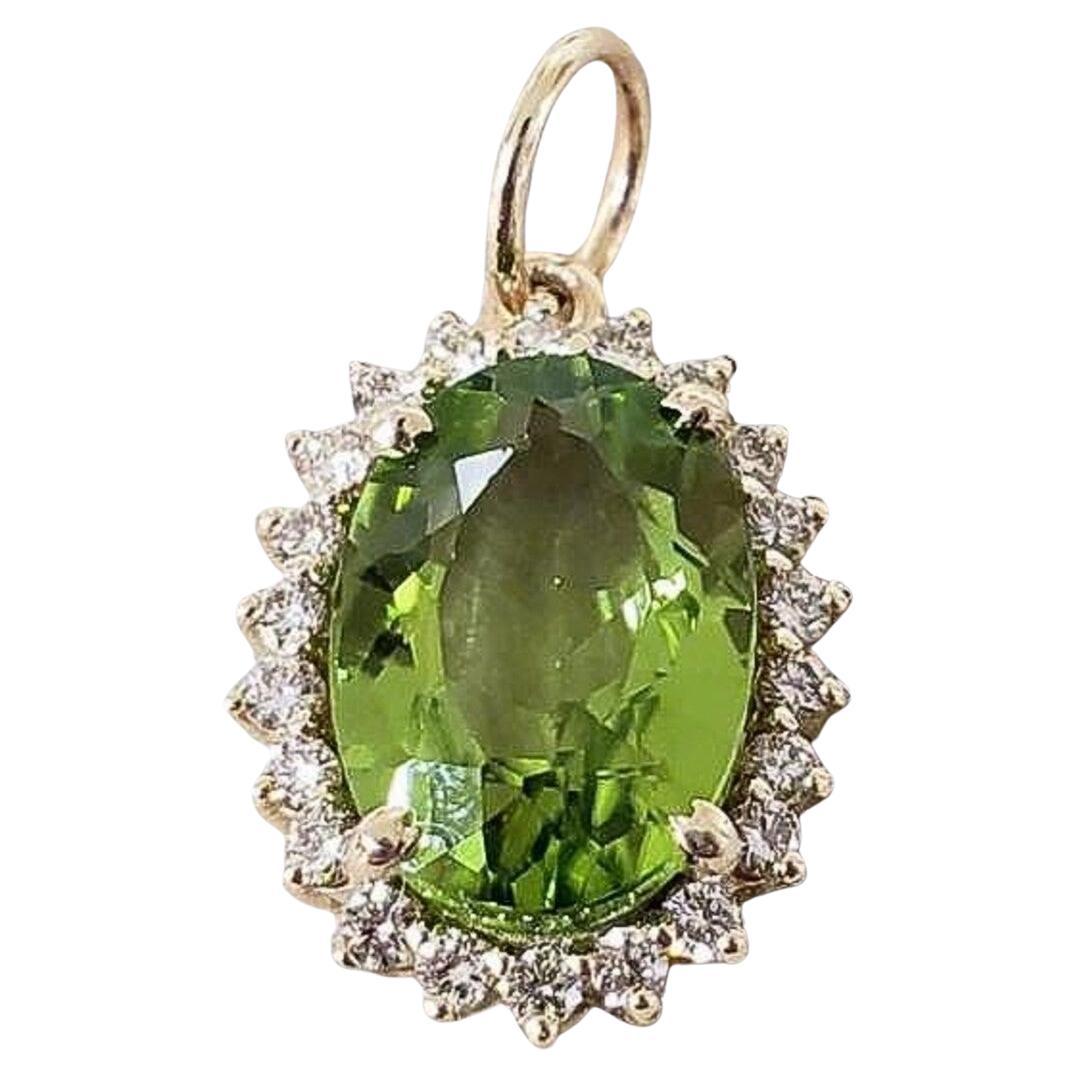 Echter grüner Peridot Diamant Halo-Anhänger