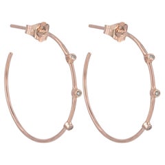Genuine H/Si White Diamond Earring Solid 14k Rose Gold Jewelry Hoop Earrings
