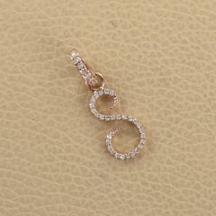 Genuine H/Si White Diamond Solid 14k Rose Gold S Alpahbet Letter Charm Pendant