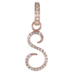 Genuine H/Si White Diamond Solid 14k Rose Gold S Alpahbet Letter Charm Pendant