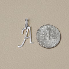 Echter H/Si-Weißdiamant, massives 14-karätiges Weißgold, Anhänger mit dem Buchstaben „A“
