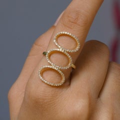 Genuine H/Si White Diamond Solid 14k Yellow Gold Cocktail Statement Jewelry Ring