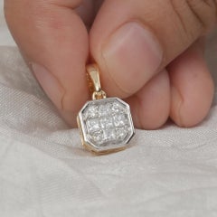 Pendentif à charme de créateur en or jaune massif 14 carats avec diamant blanc H/Si authentique