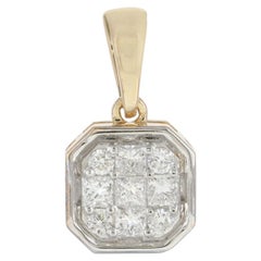 Pendentif à charme de créateur en or jaune massif 14 carats avec diamant blanc H/Si authentique