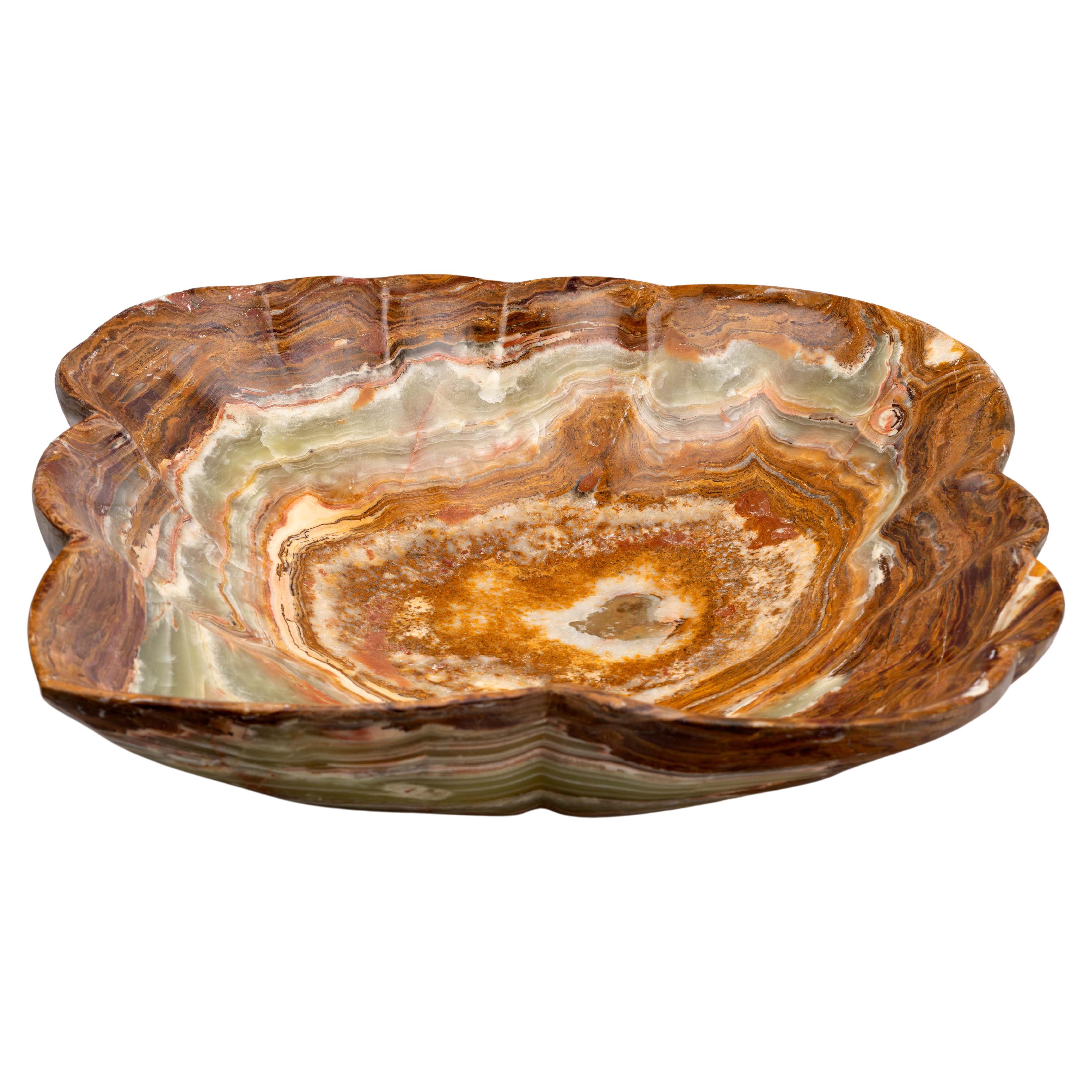 Genuine Hand-Carved Banded Onyx Freeform Bowl // 20.5 Lb.