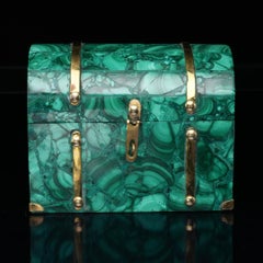 Scatola di malachite autentica intagliata a mano dalla RDC - Astuccio in pietra naturale