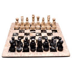 Vintage Genuine Hand-Carved Onyx Chess Set With Deluxe Velvet Case
