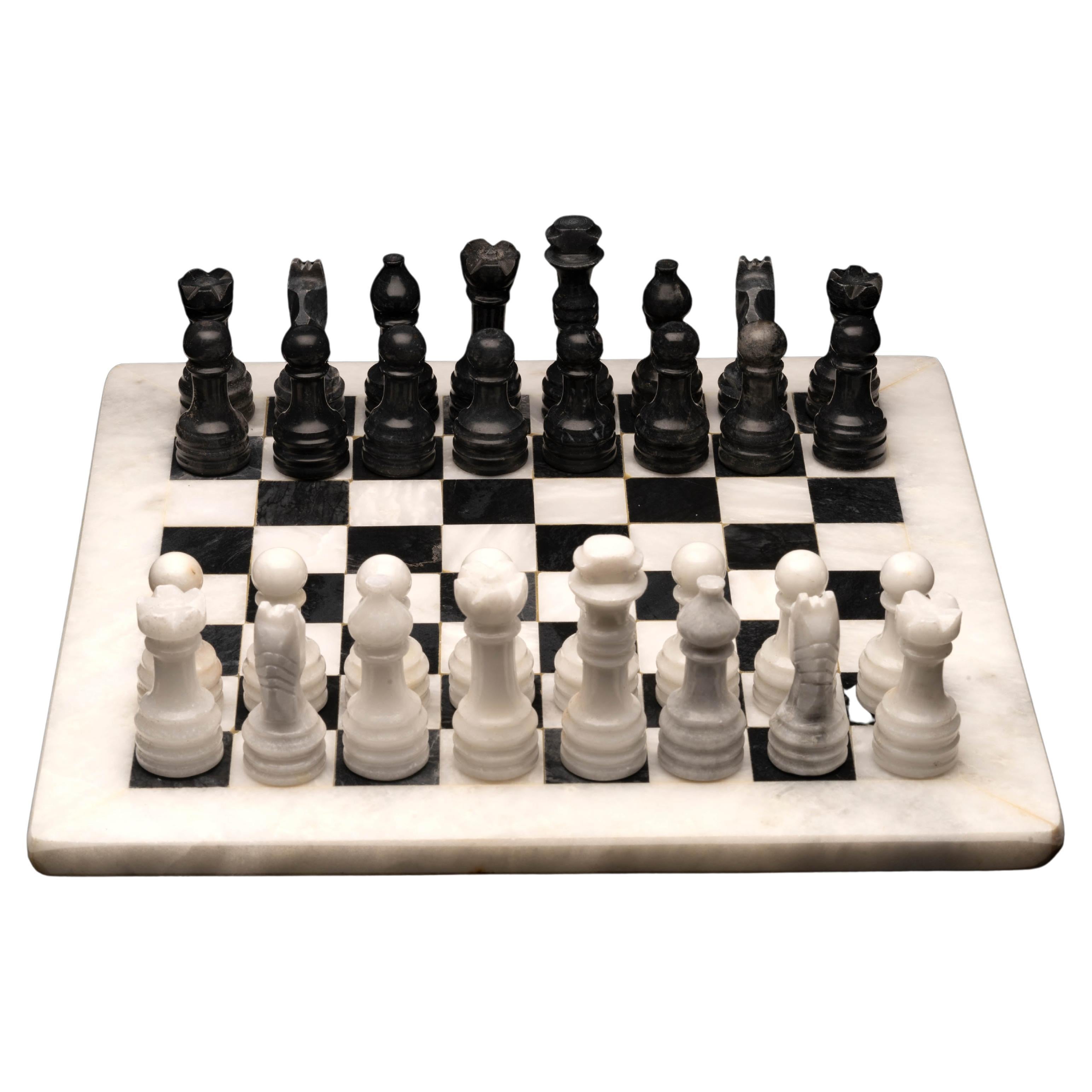 Metal Mexican Chess Board Table with HandCarved Wooden Chess Men at