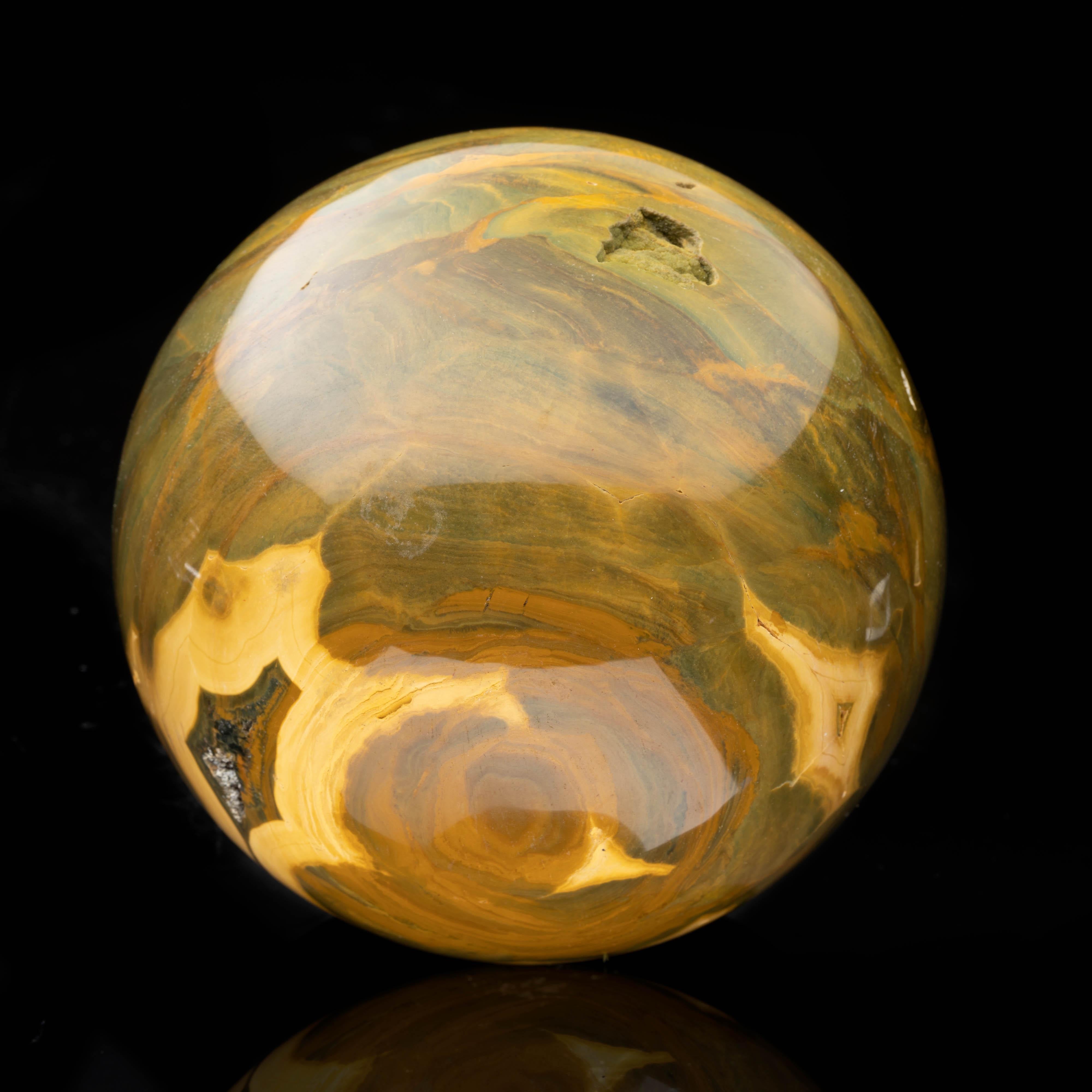 Genuine Hand-Carved Orbicular Jasper Sphere // 3.96 Lb In New Condition For Sale In New York, NY