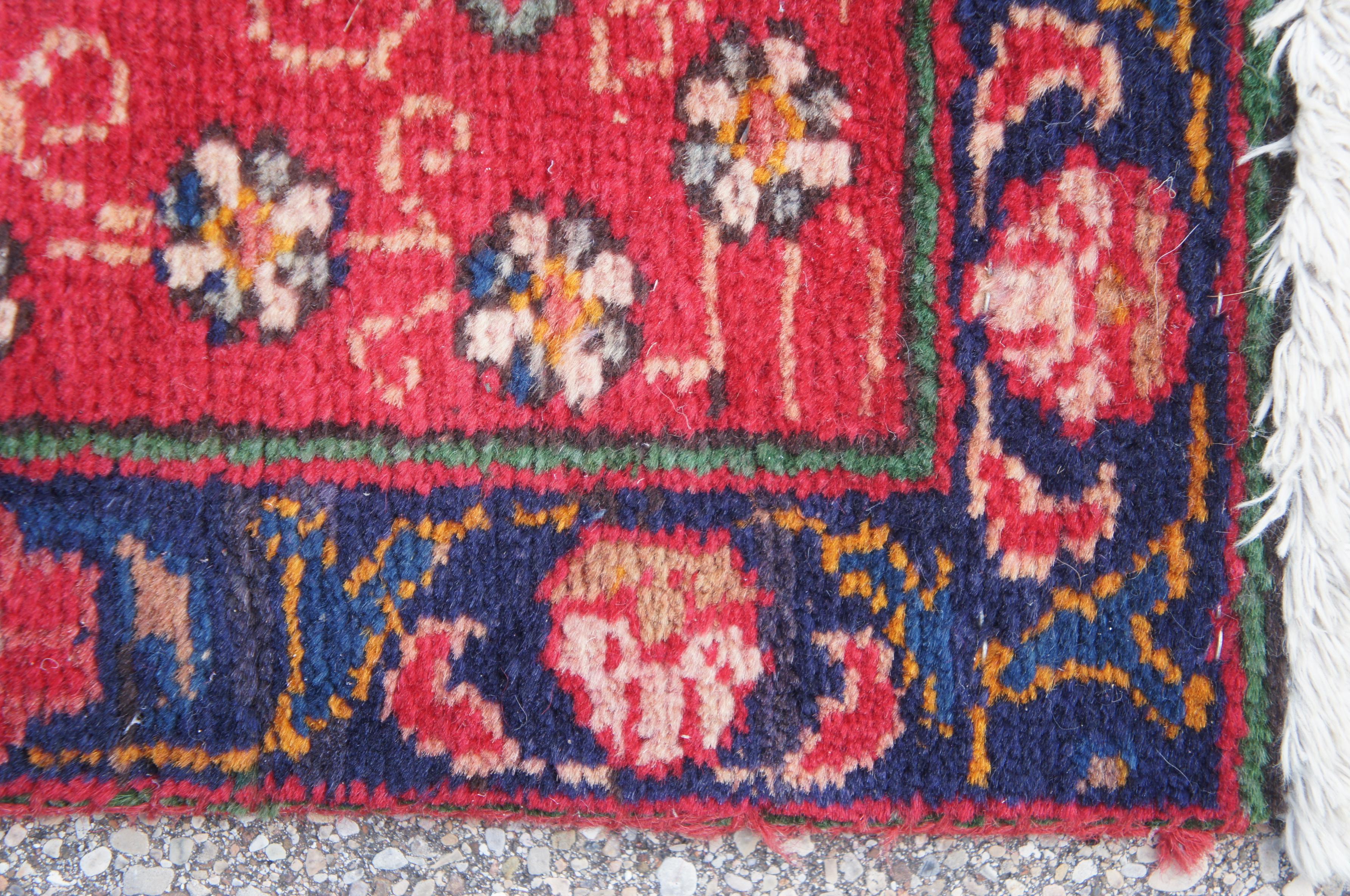 Hand Knotted Persian Tabriz Red & Blue Floral Medallion Wool Area Rug 9' x 12' For Sale 7