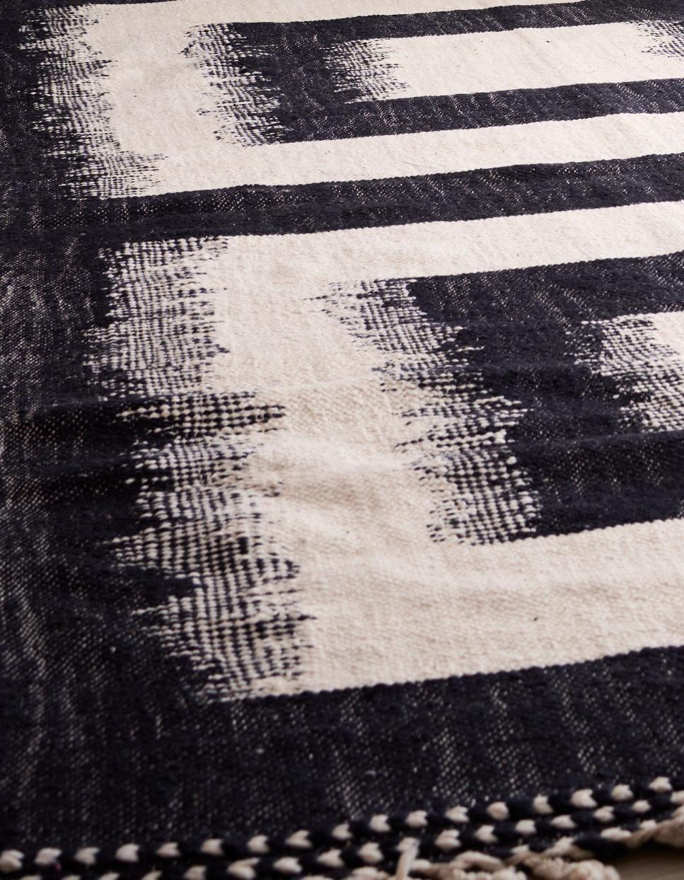 Contemporary Genuine Hand woven Moroccan rug- Black squares For Sale