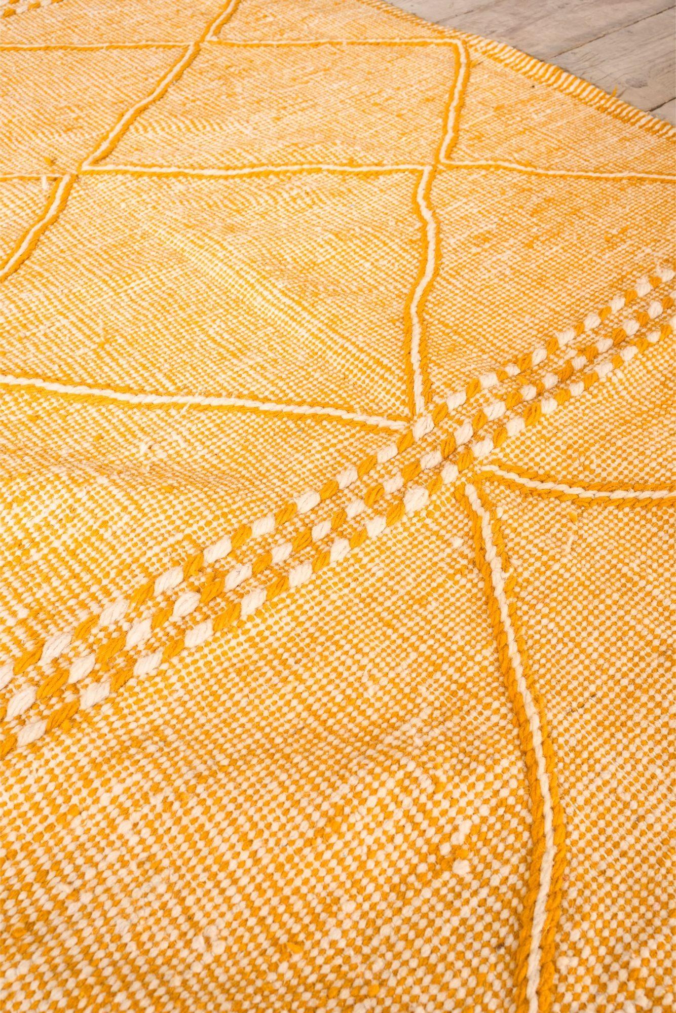 Contemporary Genuine Hand woven Moroccan rug- Yellow diamond For Sale