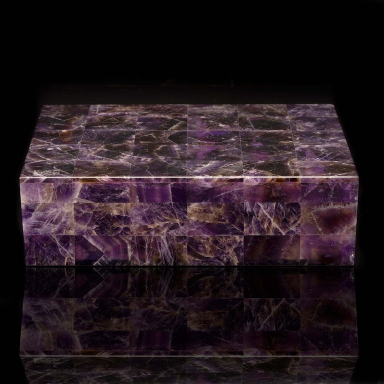 Genuine Handcrafted Amethyst Box with Velvet Interior For Sale at 1stDibs