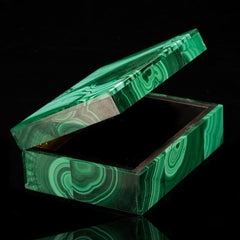 Boîte en malachite authentique fabriquée à la main avec intérieur en velours