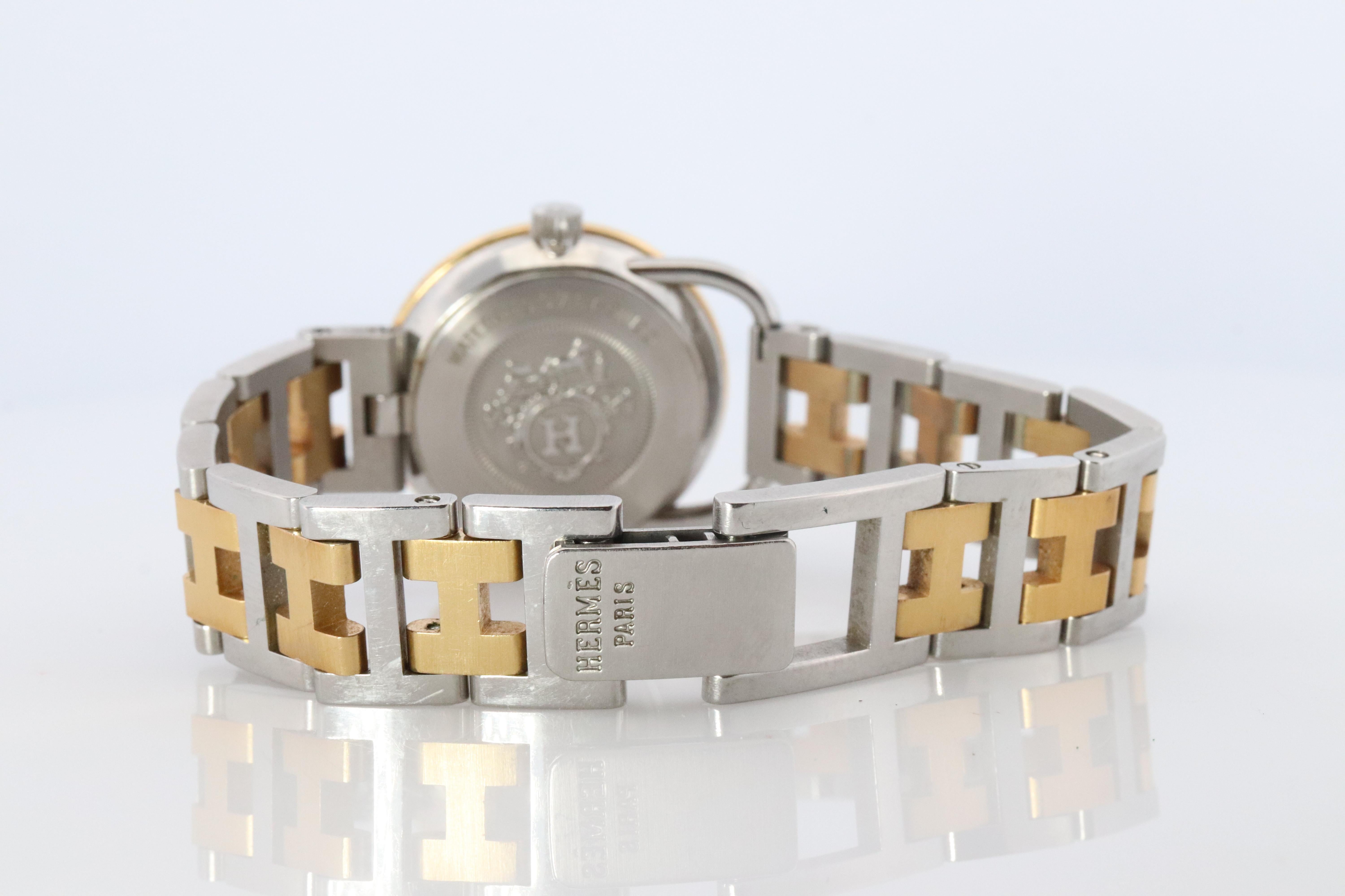 Women's Genuine HERMES Arceau 25mm Round Quartz Watch White Dial For Sale