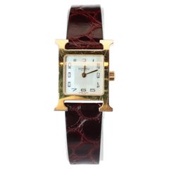 Genuine HERMES Heure H 1P Diamond HH1.102 Quartz Watch Gold.