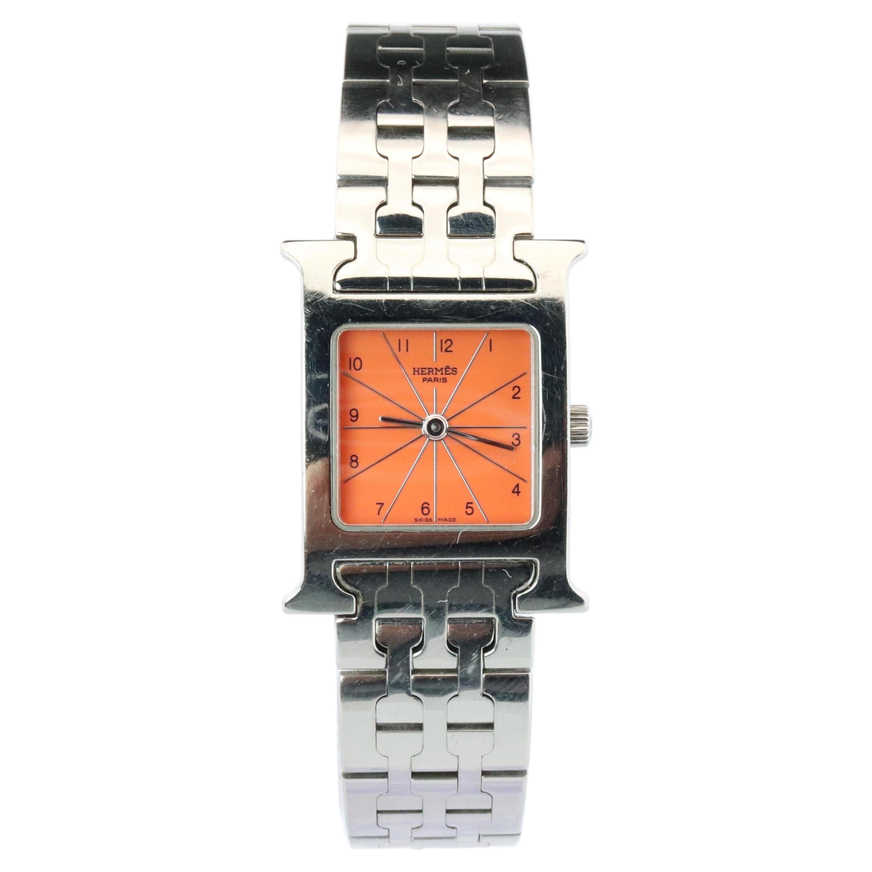 Genuine HERMES Heure H Orange HH1.210.830 Quartz Watch.