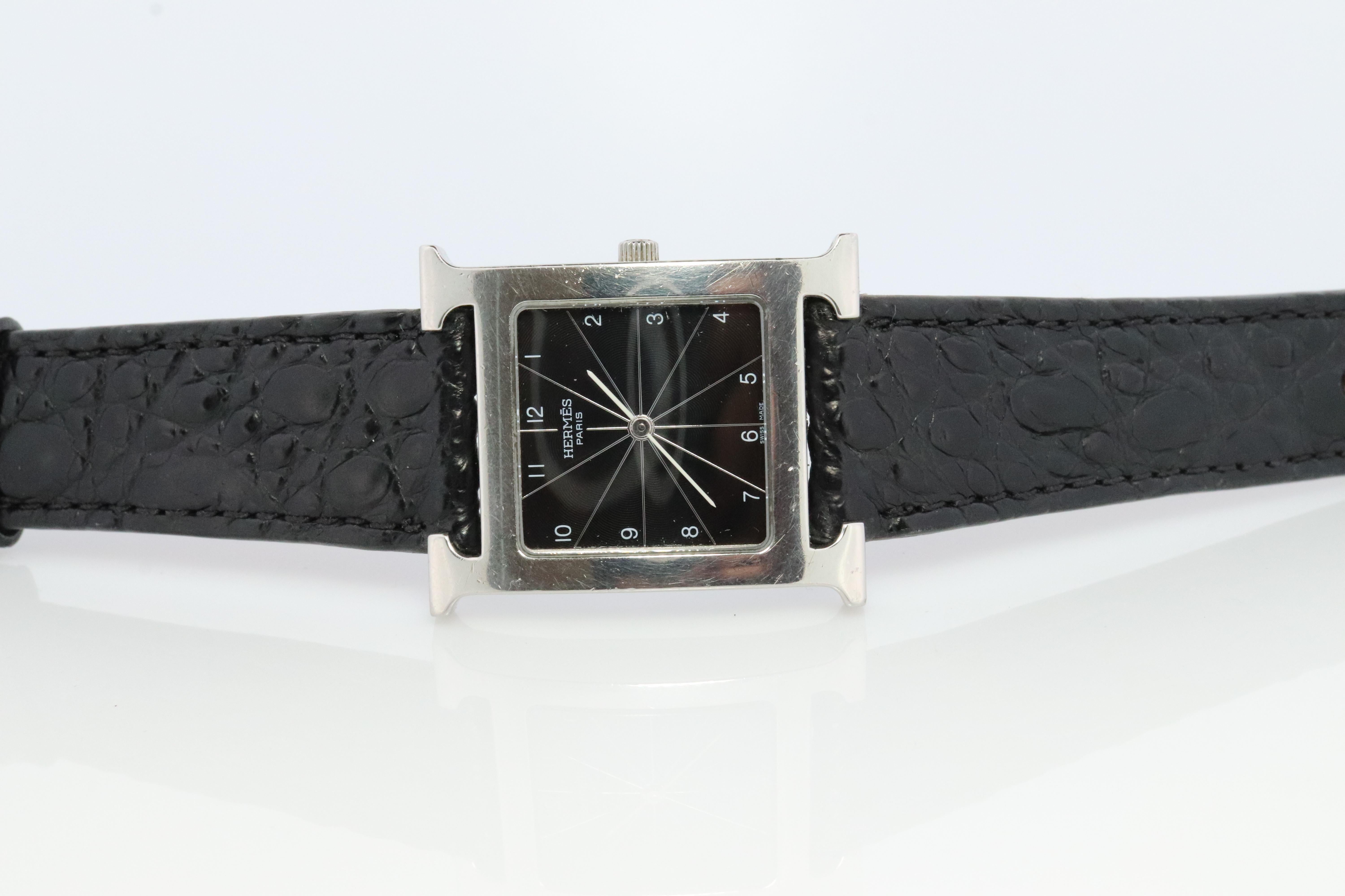 Genuine HERMES HH1.710 Uhr. Hermes Huere H Edelstahl-Armbanduhr 5