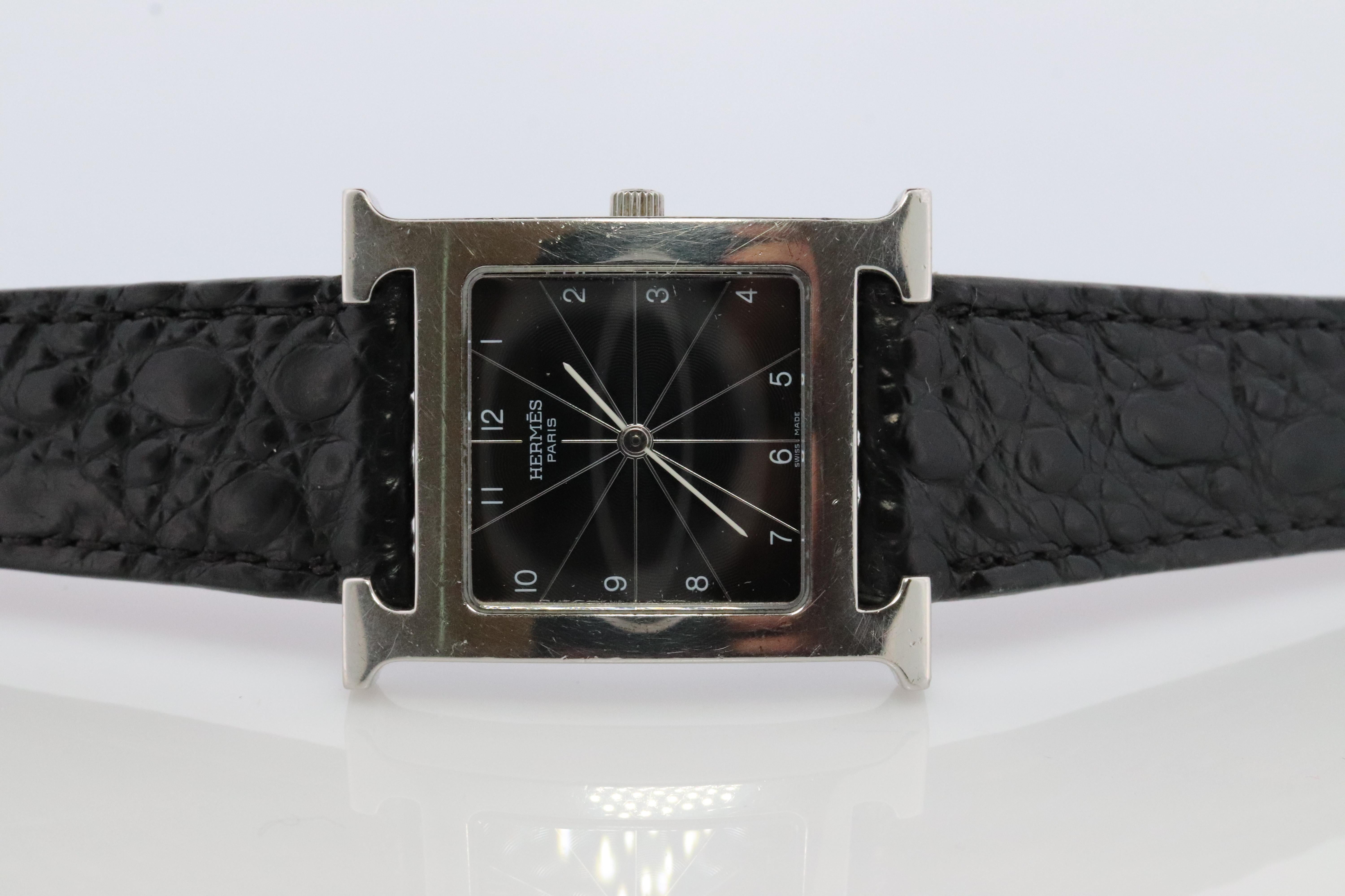 Genuine HERMES HH1.710 Uhr. Hermes Huere H Edelstahl-Armbanduhr (Moderne)