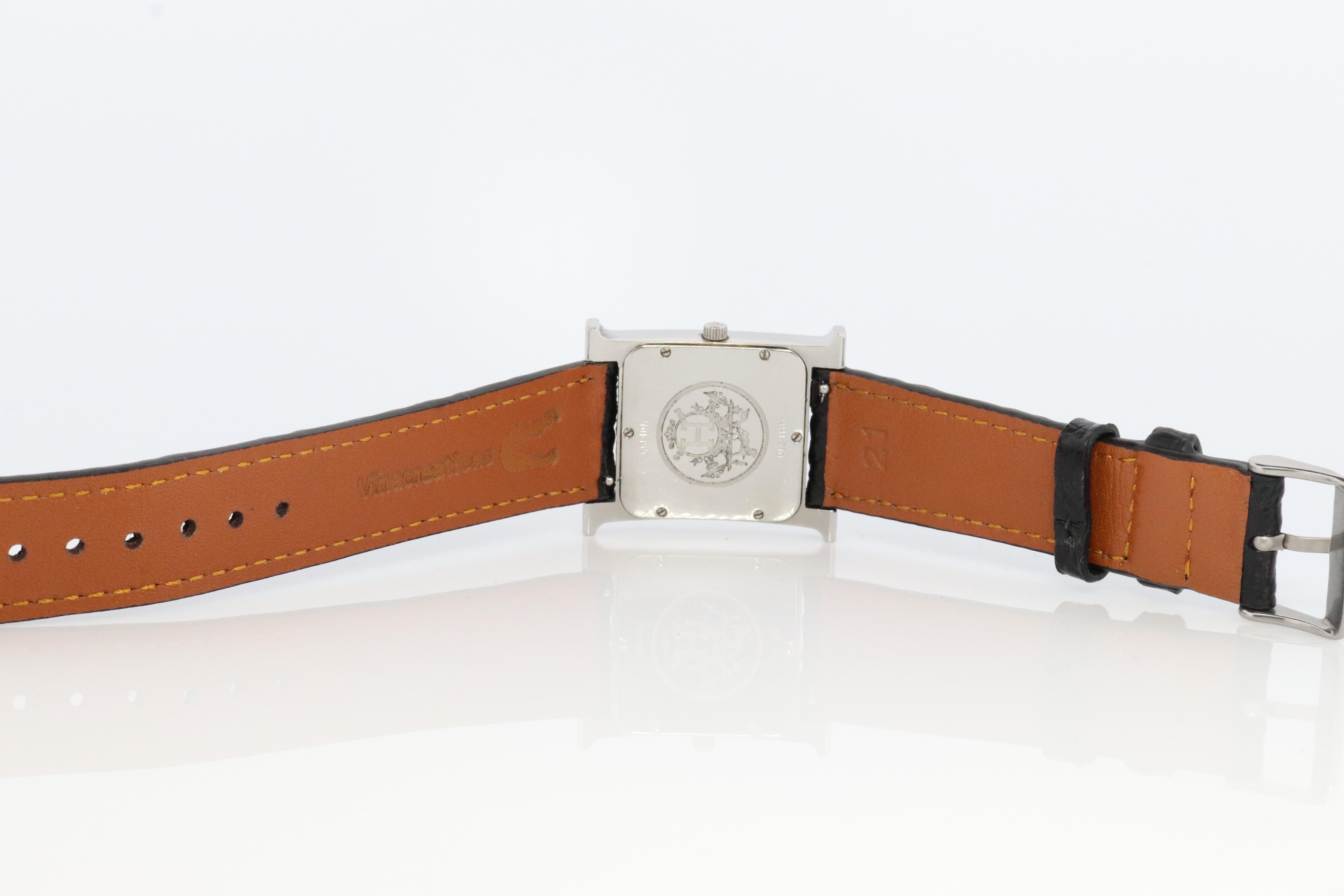 Genuine HERMES HH1.710 Uhr. Hermes Huere H Edelstahl-Armbanduhr für Damen oder Herren