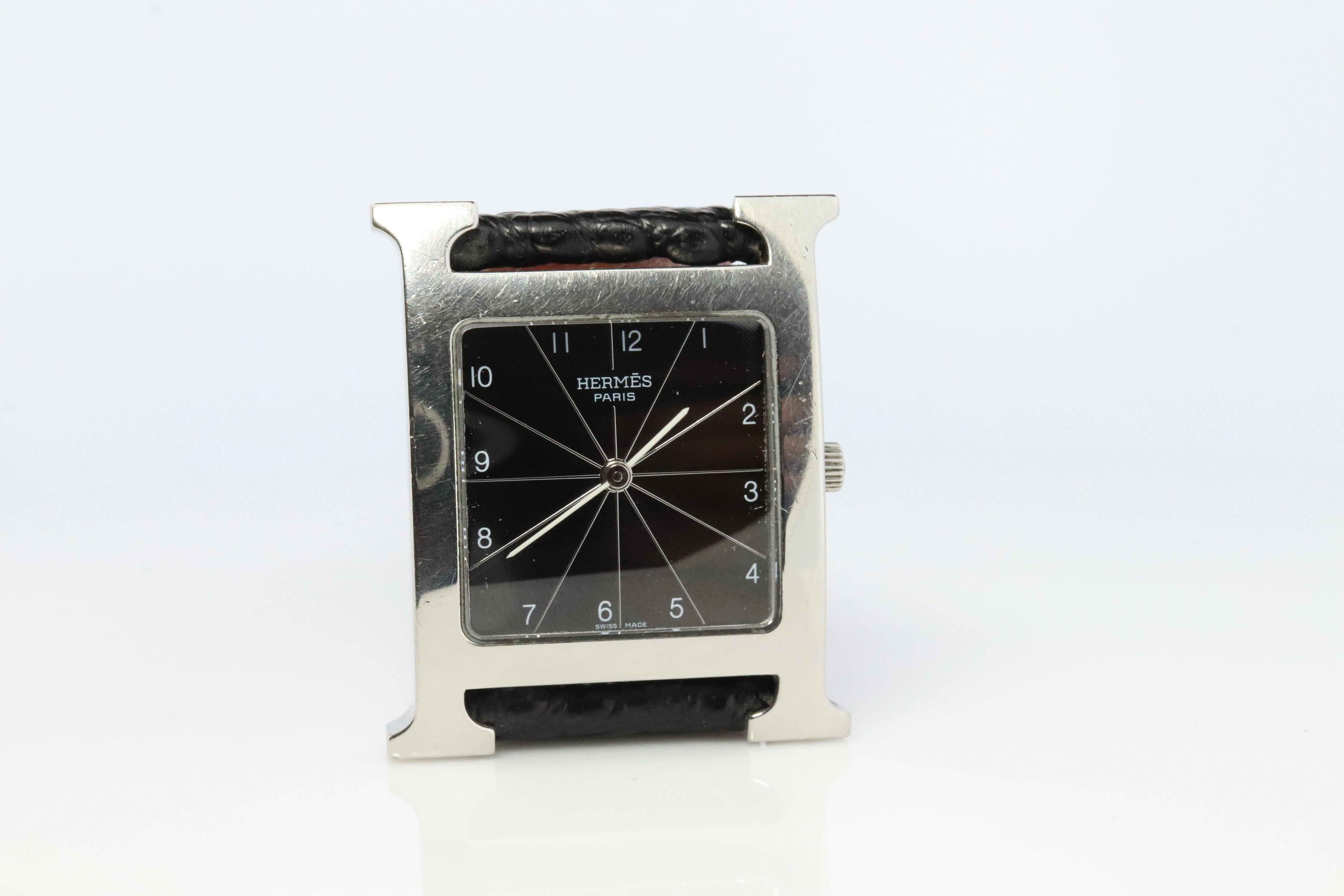 Genuine HERMES HH1.710 Uhr. Hermes Huere H Edelstahl-Armbanduhr 3