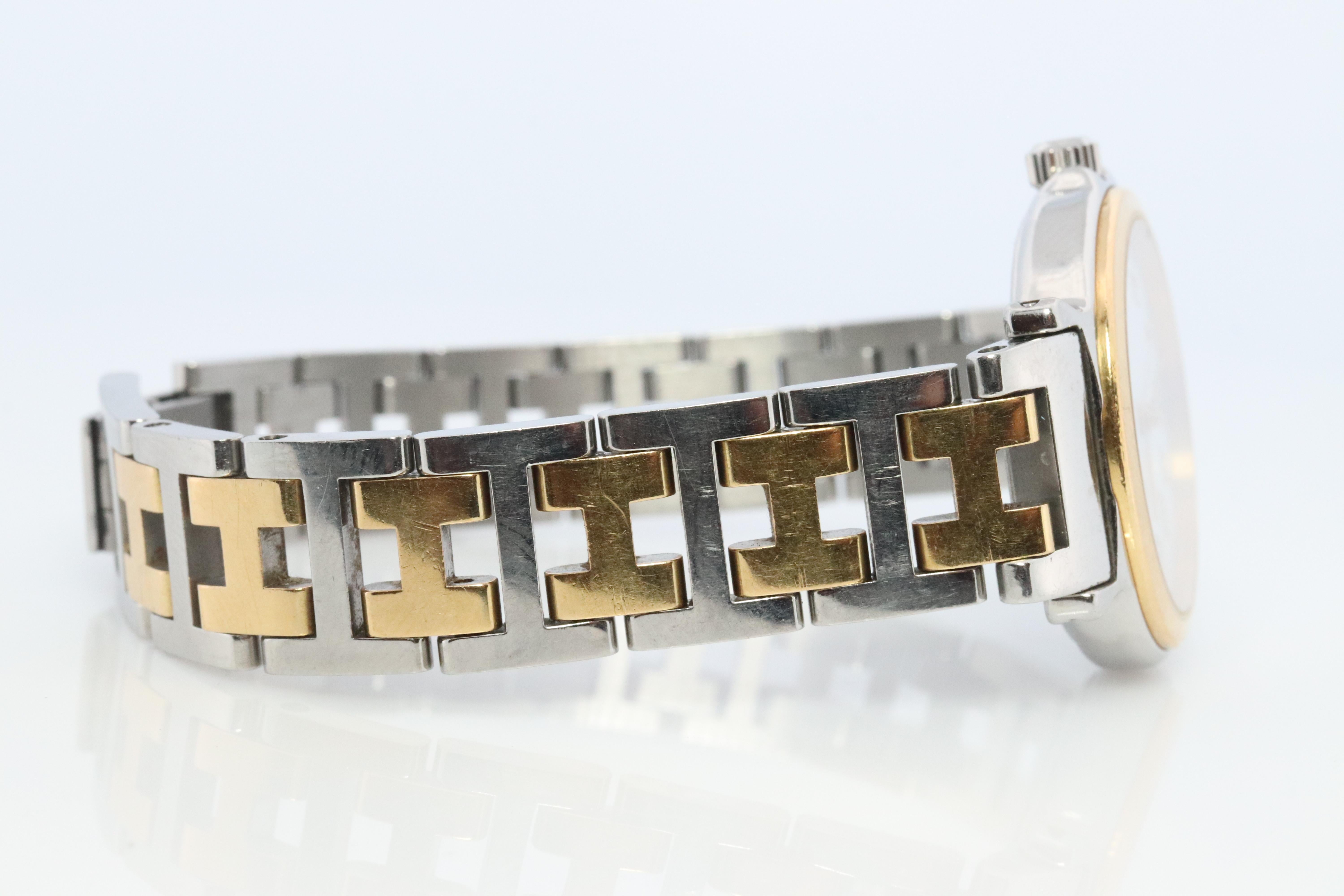 Autentico HERMES METEORE SS 28mm Orologio al quarzo rotondo Quadrante bianco in vendita 1