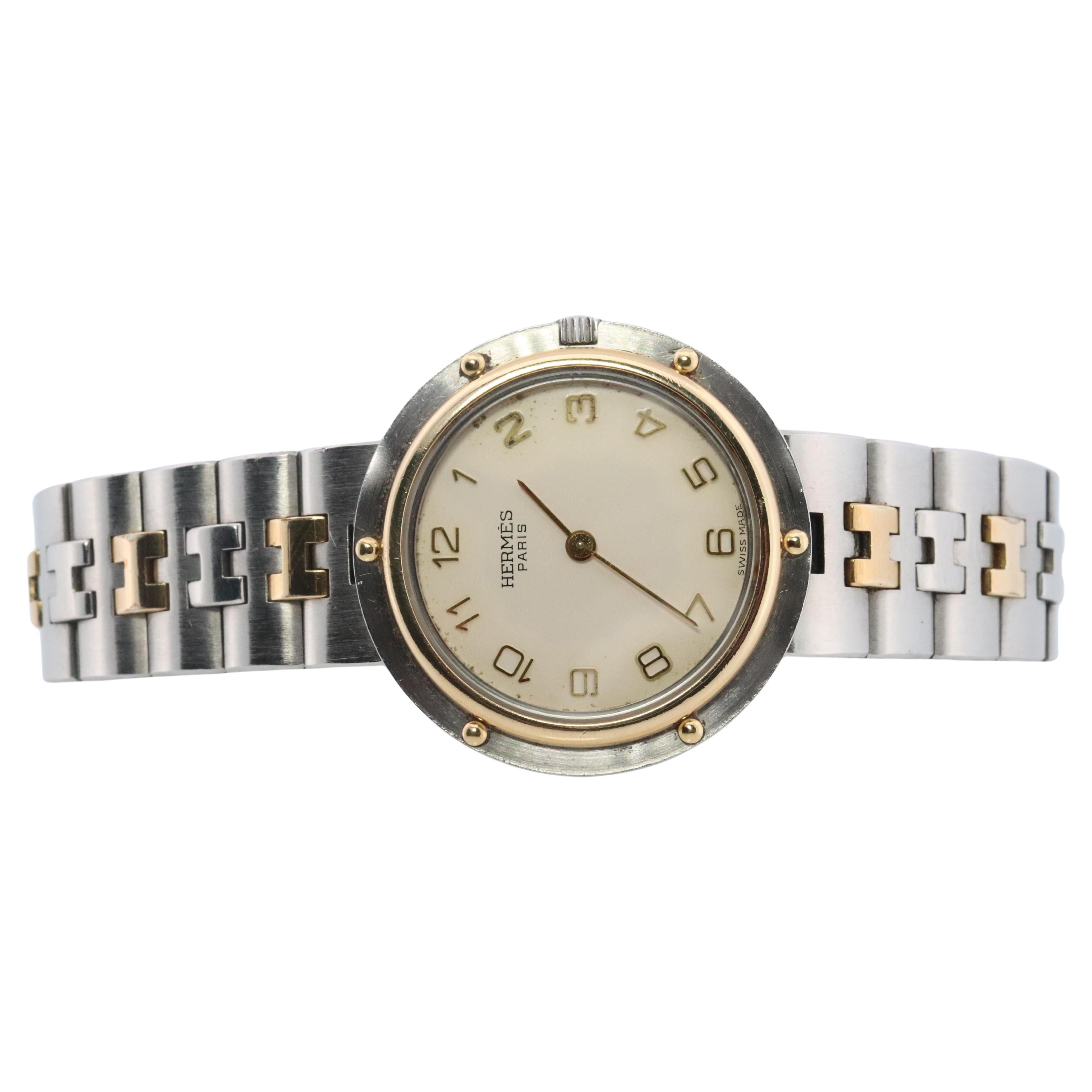 Genuine HERMES Olympia SS 30mm Round Quartz Wrist Watch