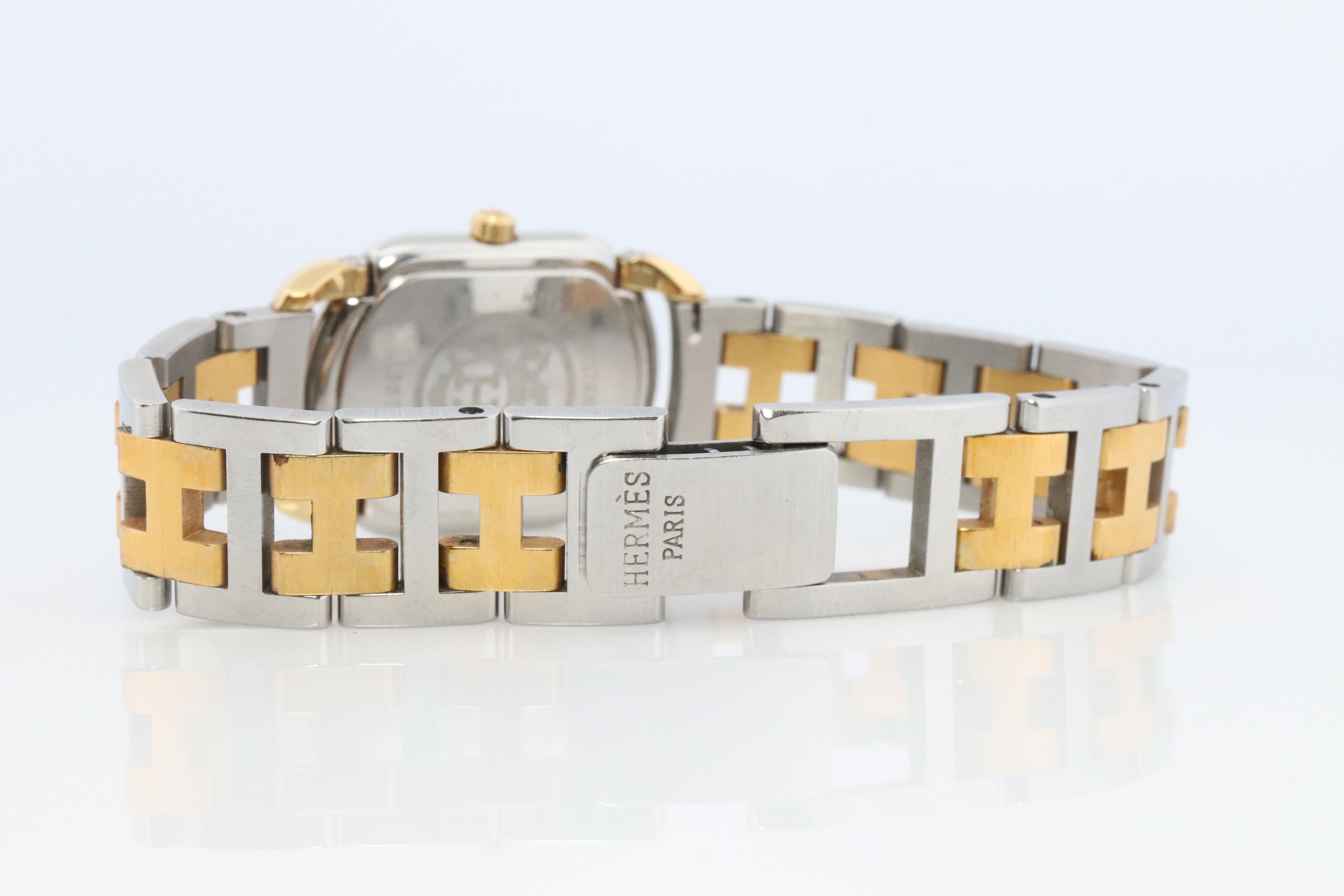  HERMÈS RALLYE, véritable montre champagne à quartz en acier inoxydable 21 mm RA1,220 Pour femmes 
