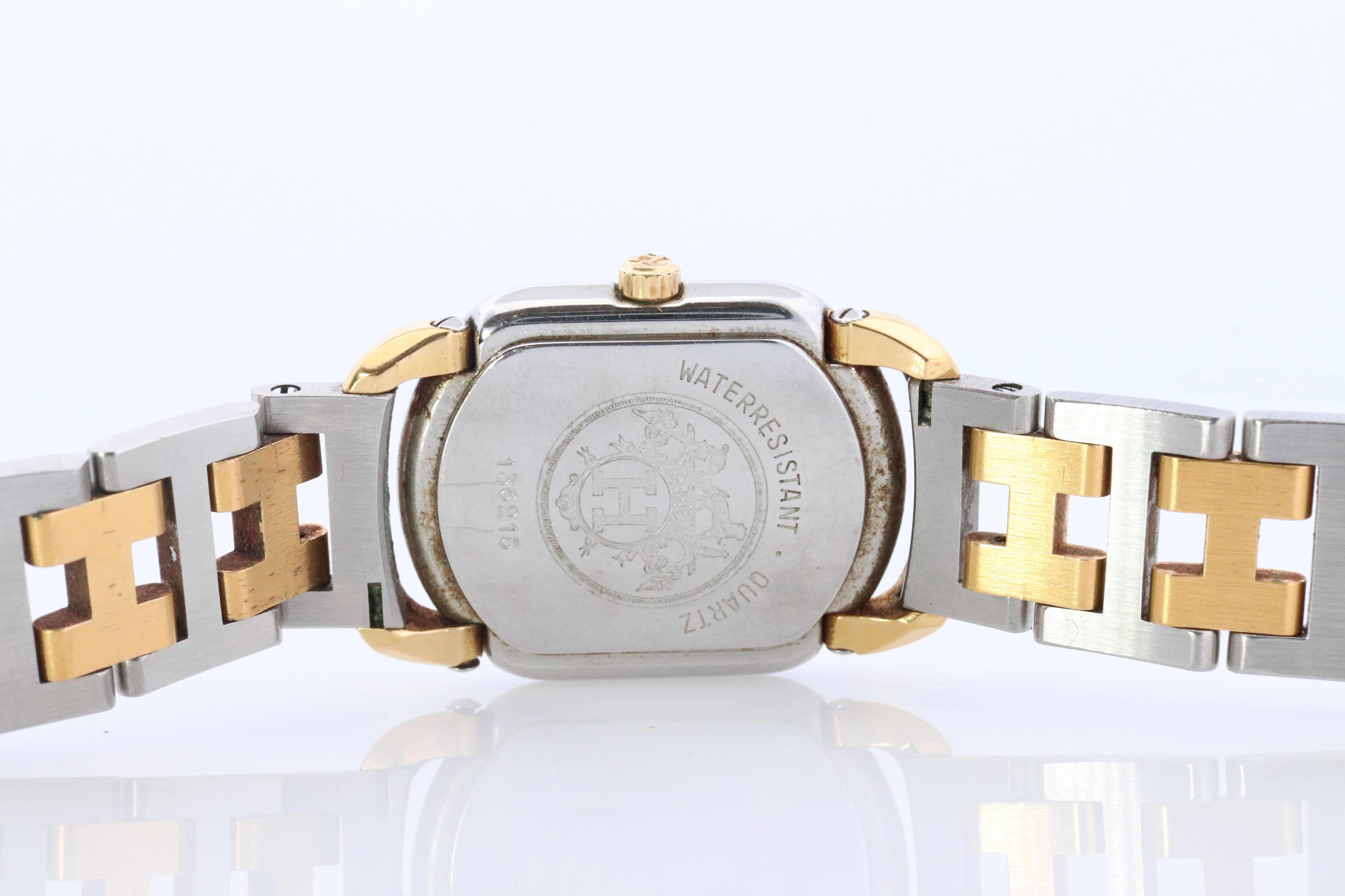 Genuine HERMES RALLYE Edelstahl 21mm RA1.220 Quarzuhr Champagner. 1