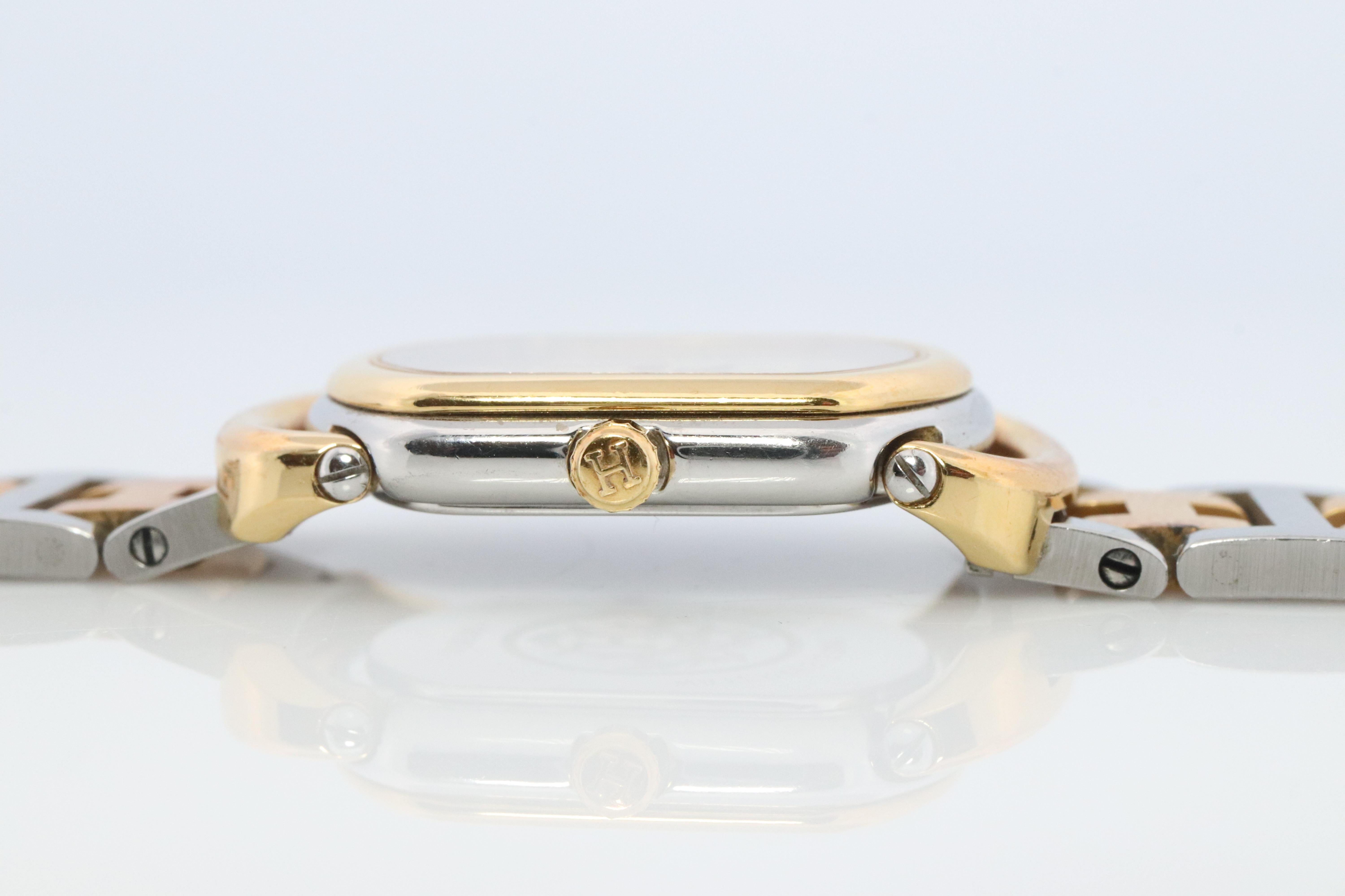HERMÈS RALLYE, véritable montre champagne à quartz en acier inoxydable 21 mm RA1,220 2